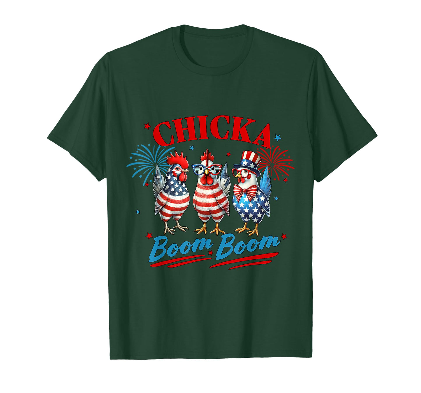 Chicka Boom Boom Funny Patriotic Chicken 4th of July USA T-Shirt