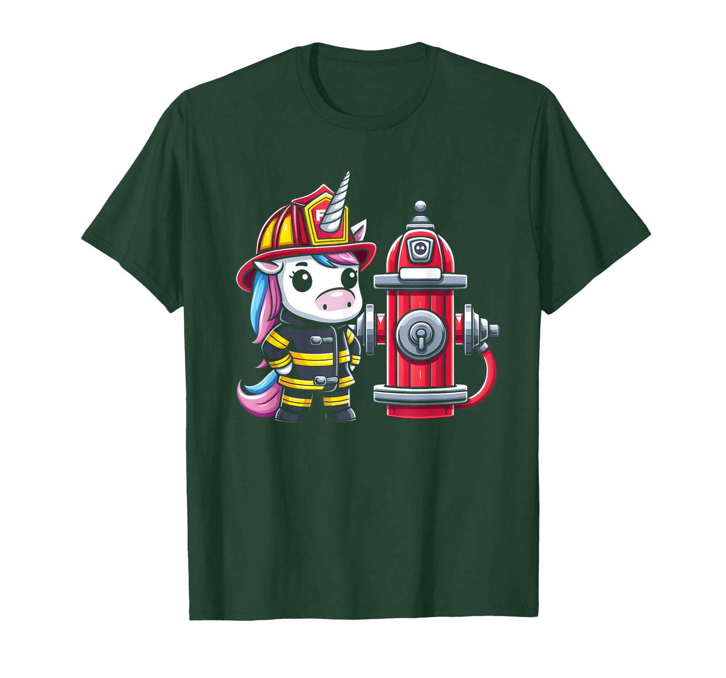 Firefighter Unicorn Fire Hydrant Fireman Kids Firefighting T-Shirt