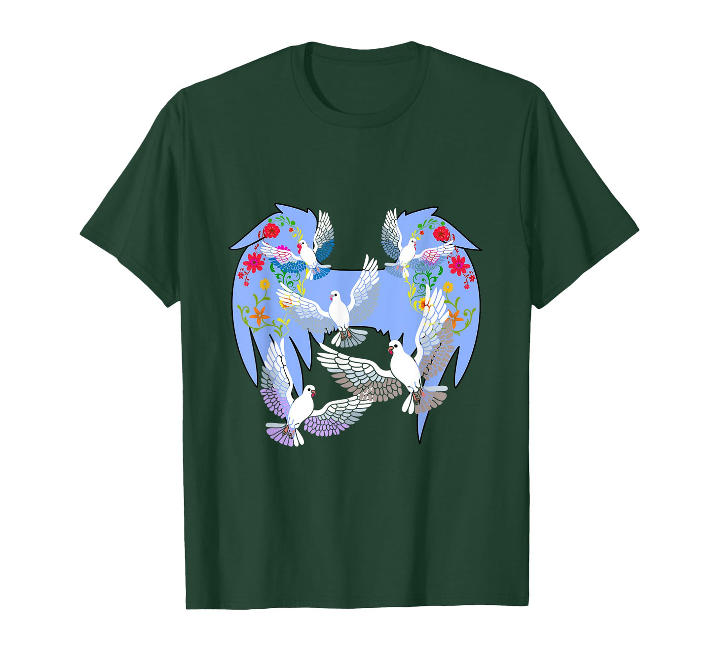Angel Wings Doves Natural Flowers Peace Doves Peace T-Shirt