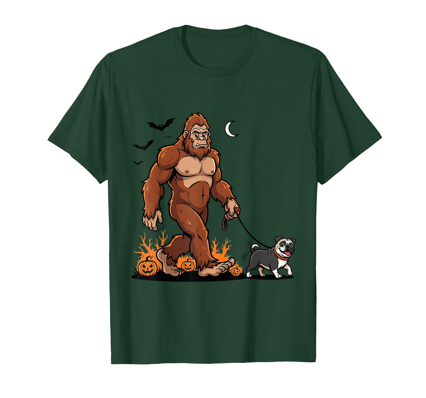Bigfoot Walking Pug Halloween Dog Sasquatch Funny Costume T-Shirt