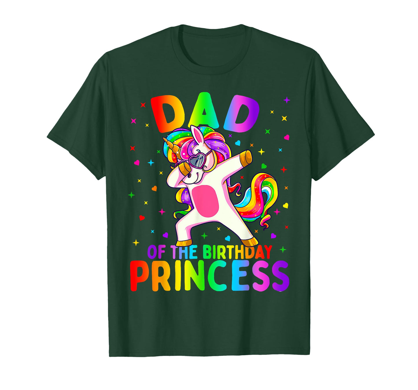 Dad of the Birthday Princess Girl Dabbing Unicorn Father T-Shirt