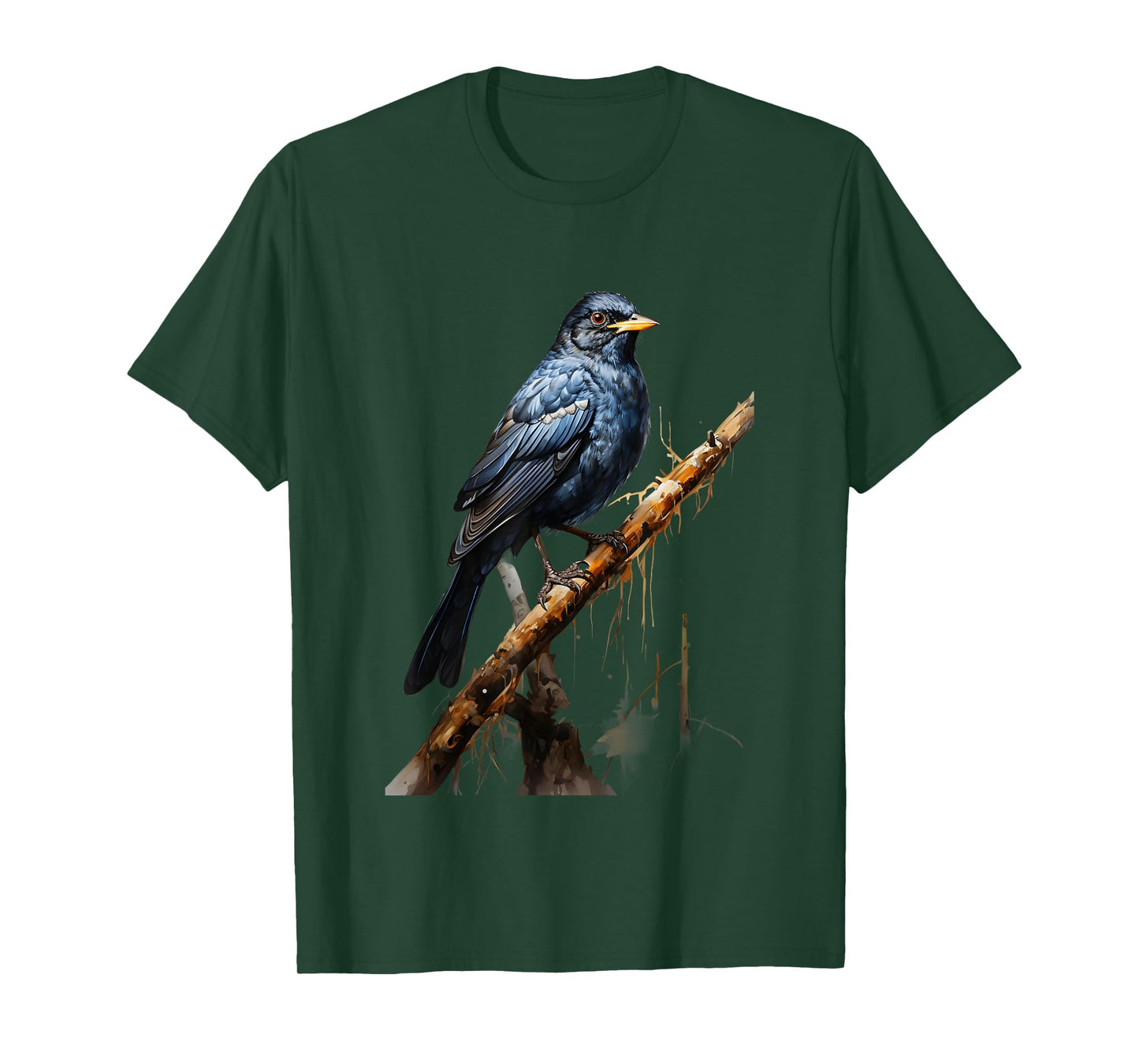 Realistic Blackbird Gift Nature Trees Birds T-Shirt