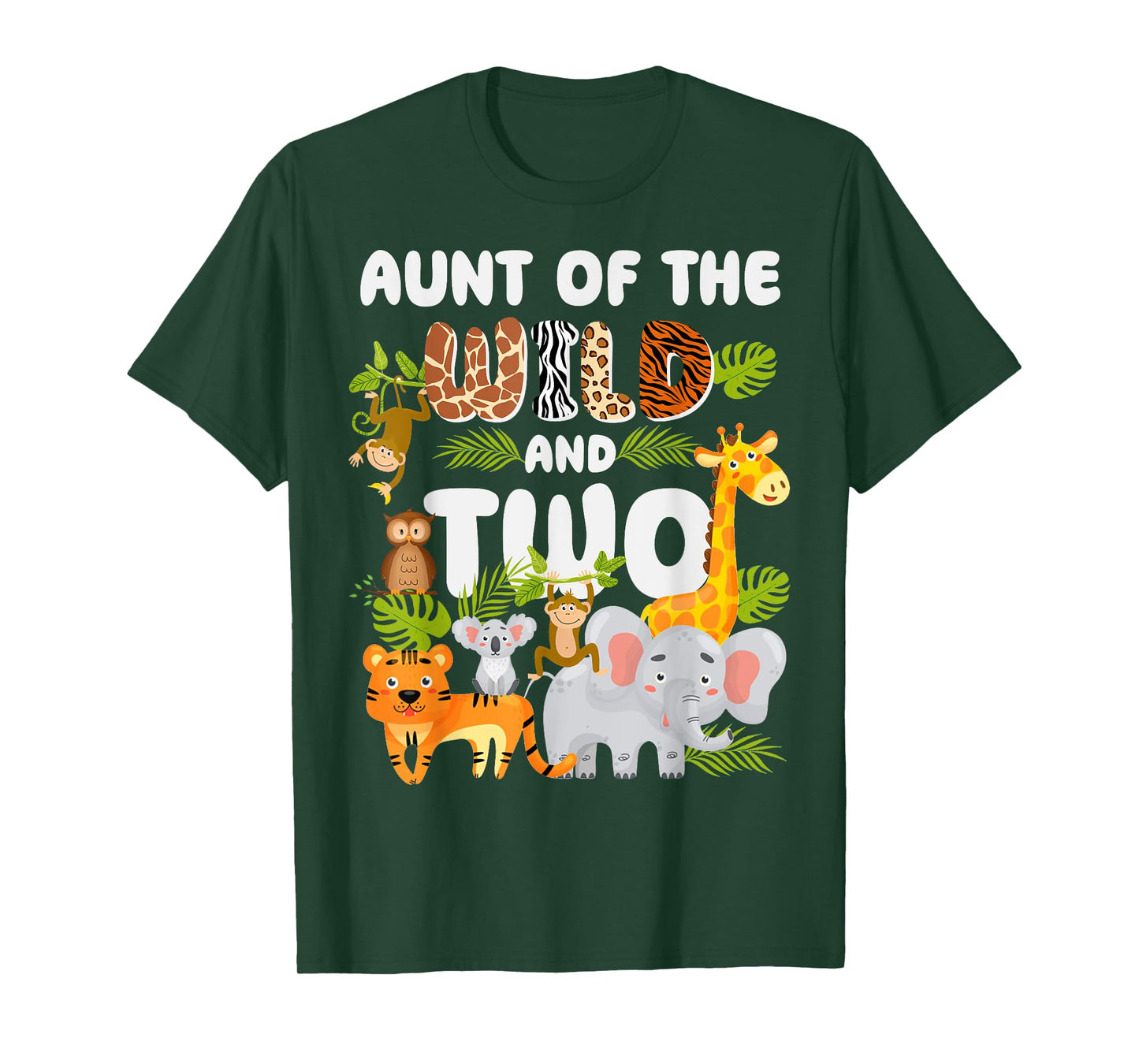 Aunt of the Wild Two Zoo 2nd Birthday Safari Jungle Animal T-Shirt