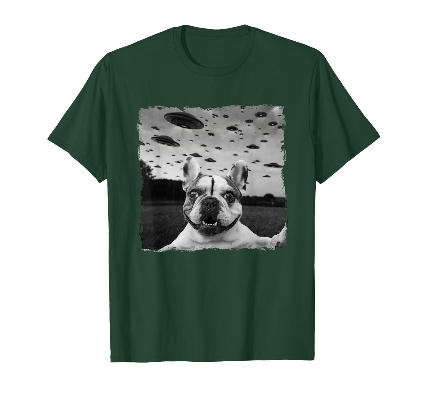 French BullDog Selfie UFO Alien Abduction Halloween Dog T-Shirt
