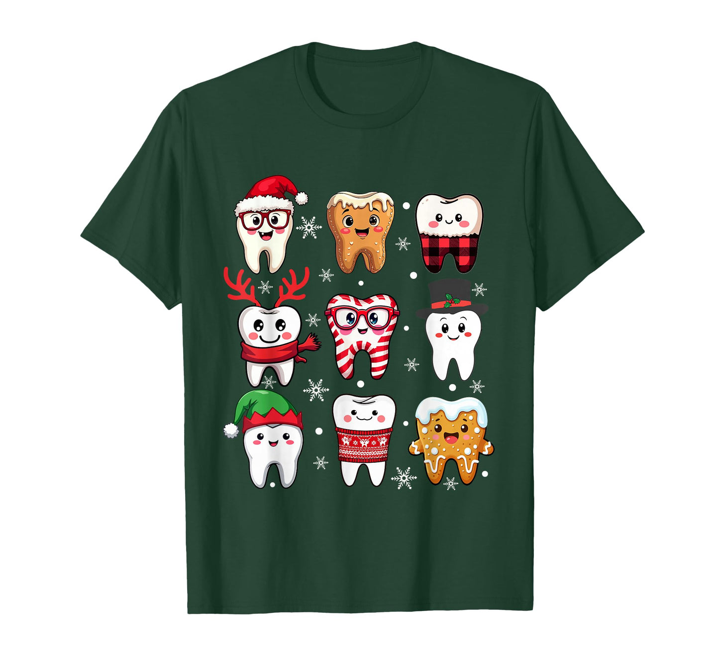 Funny Dental Christmas Cute Teeth Costume Dentist Santa Hat T-Shirt