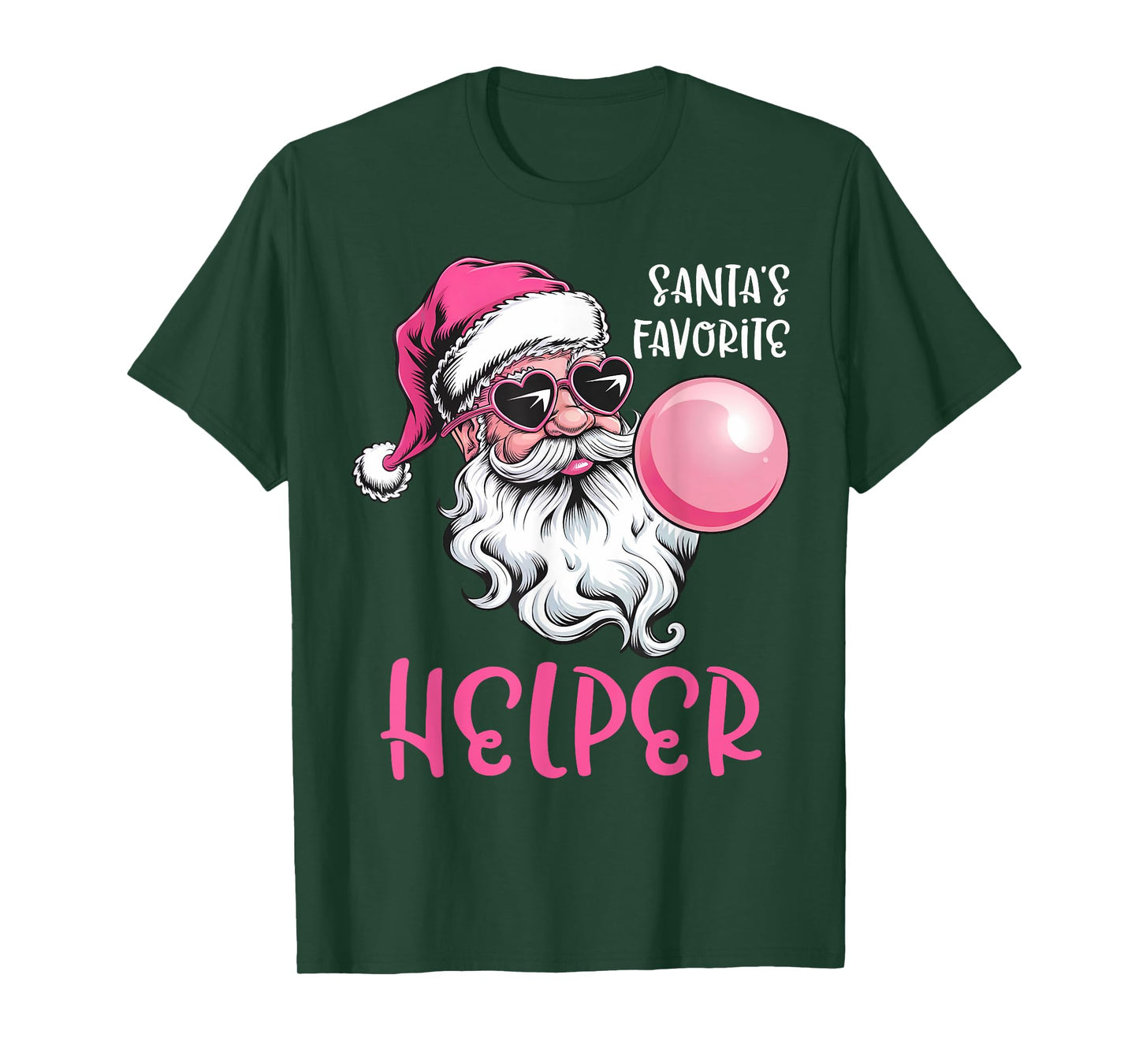 Santa's Favorite Helper Christmas Pink Santa Claus Balloon T-Shirt