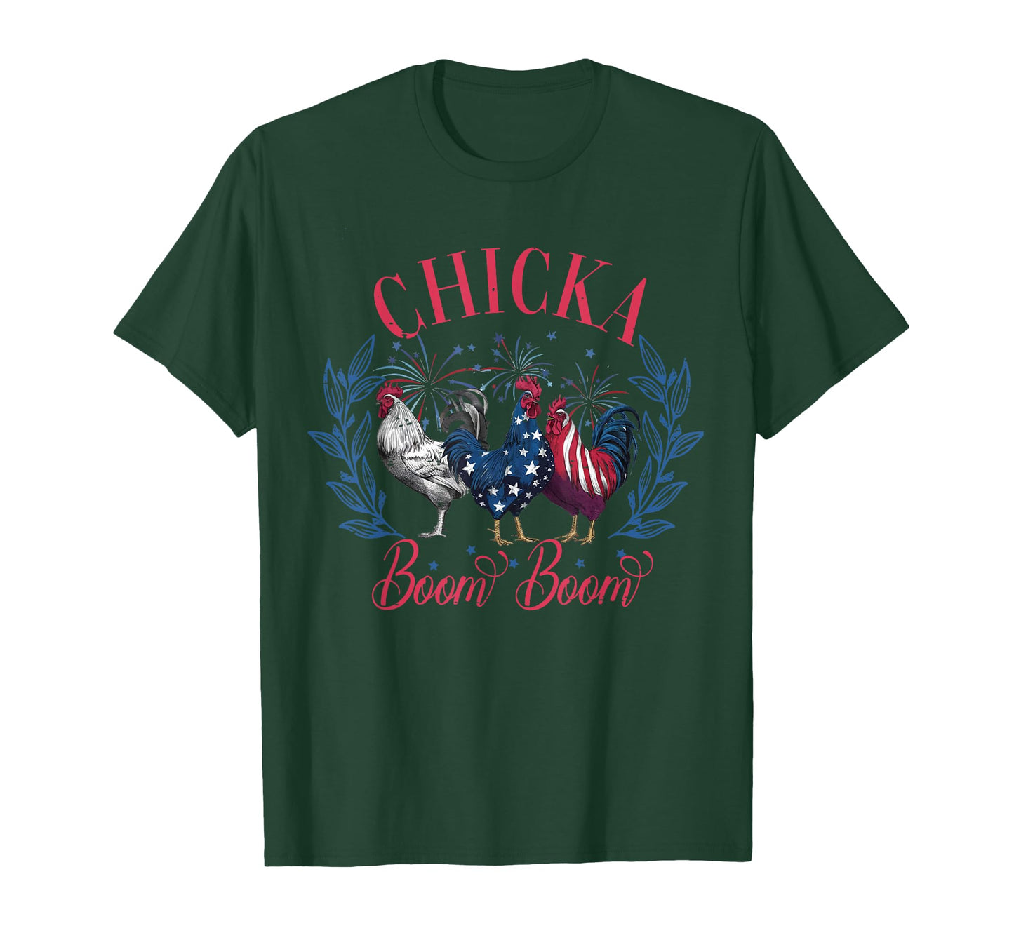 Cute Chicka Boom Boom Funny Chicken 4th Of July Patriotic T-Shirt