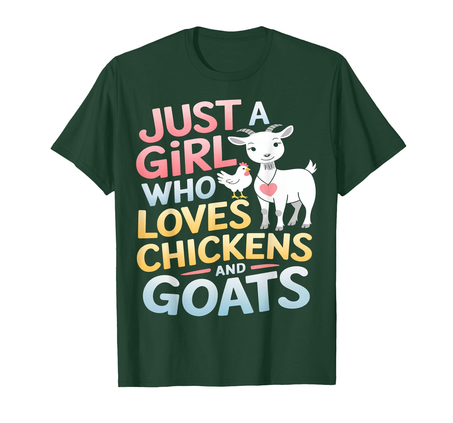 Girl Who Loves Chickens and Goats Farm Animal Design T-Shirt