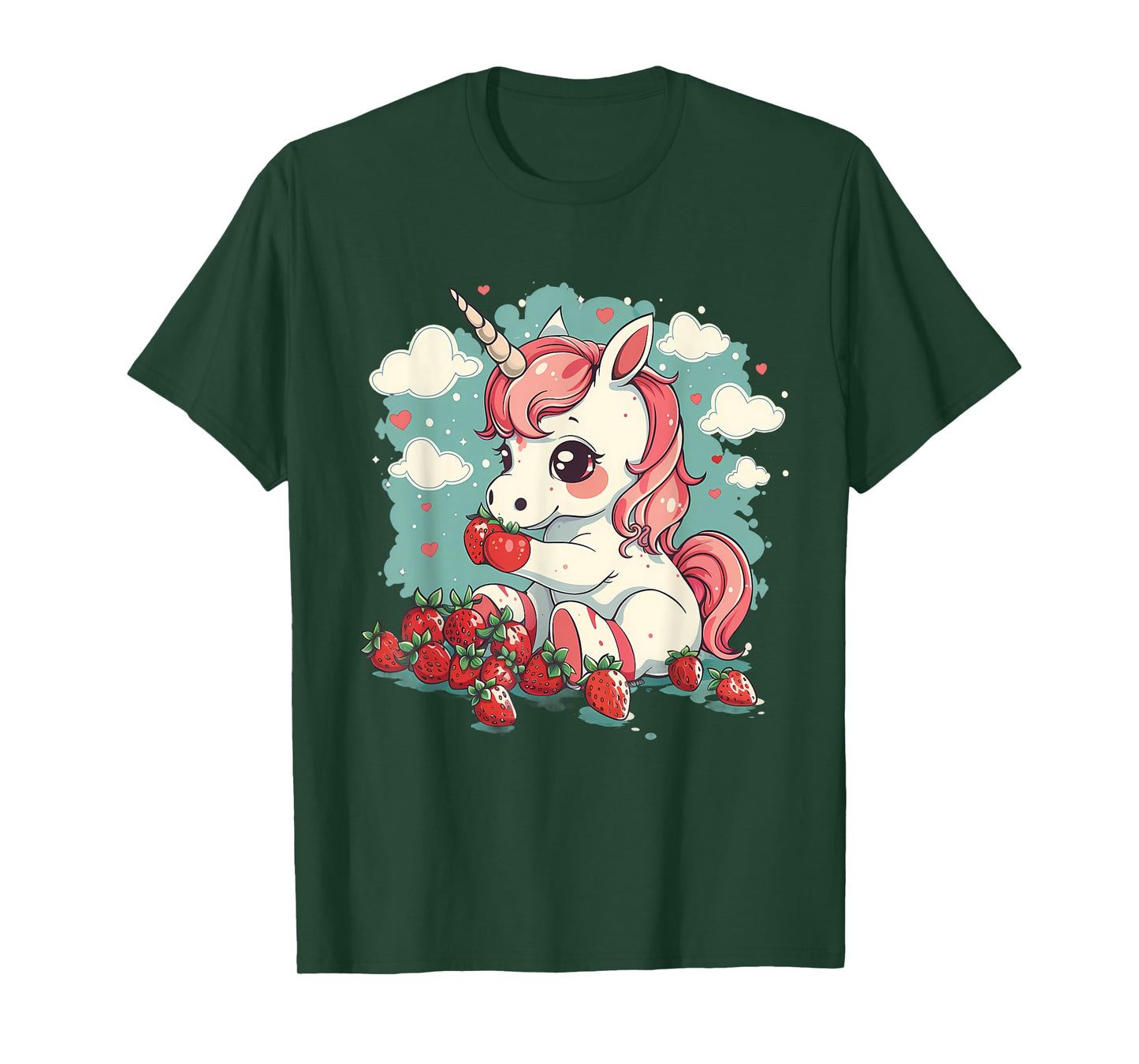 Strawberry Unicorn Cute Strawberries Fruit Animal Lover T-Shirt