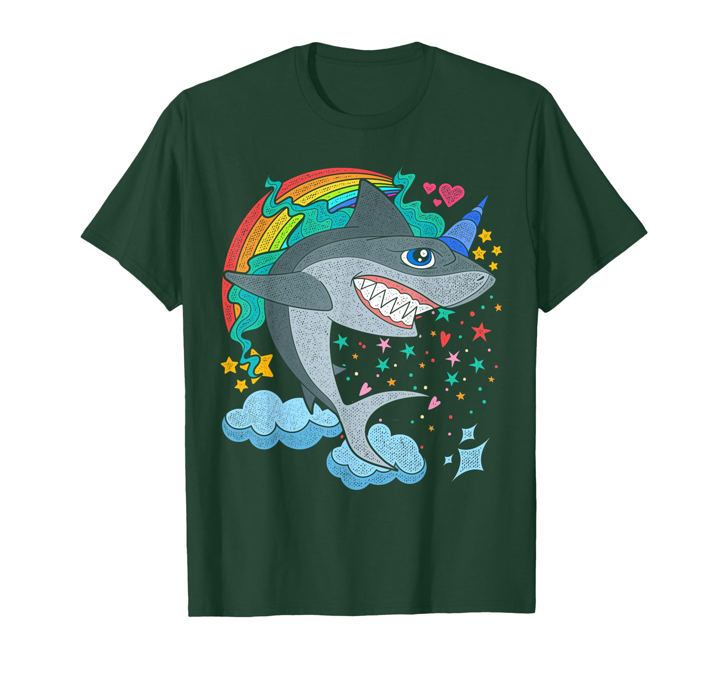 Cute Rainbow Fantasy Ocean Animal Sharkicorn Shark Unicorn T-Shirt