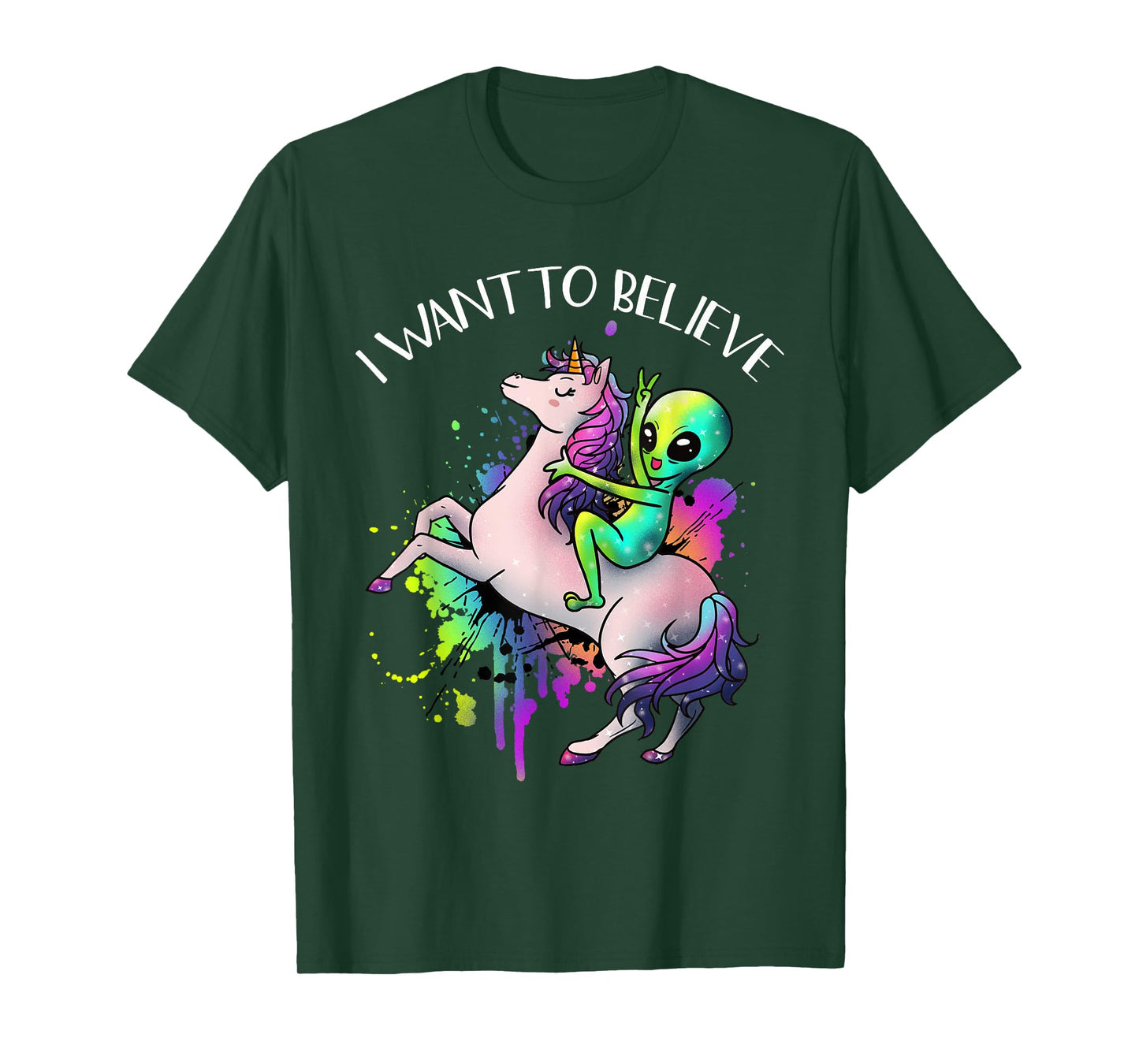 I Want To Believe Unicorn Alien Horn Extraterrestrial Gift T-Shirt