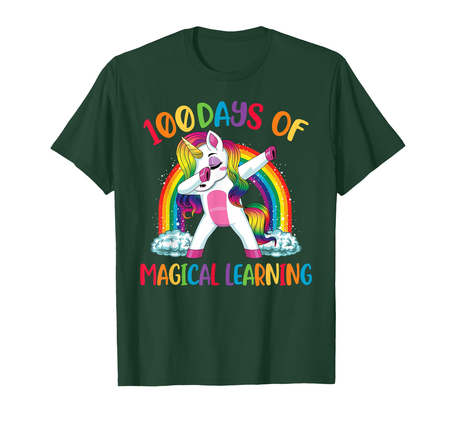 100 Days Of Magical Learning Dabbing Unicorn Girls Kids T-Shirt