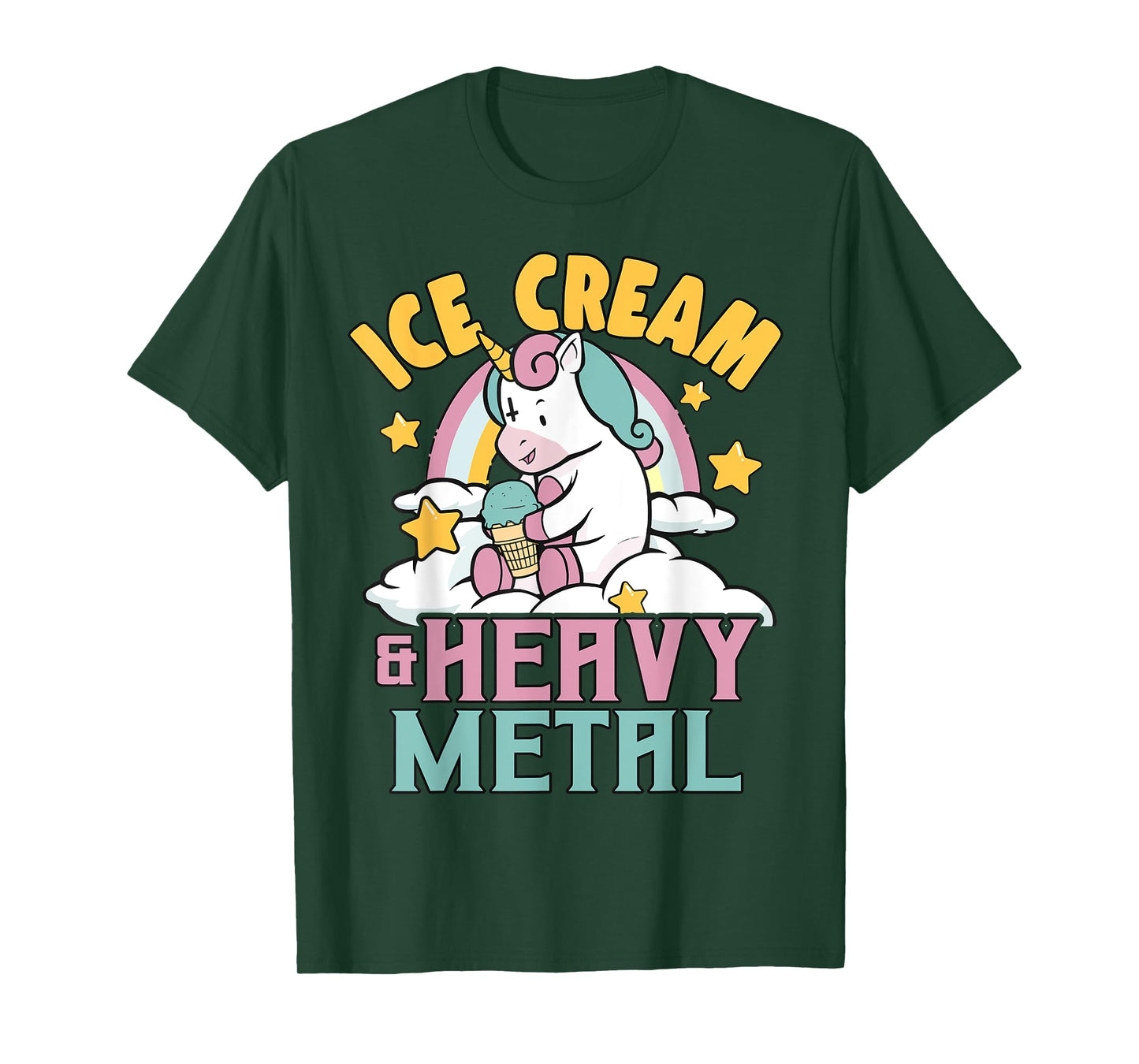 Ice Cream & Heavy Metal Unicorn Metal Rainbow Death Metal Men Women Kids T-Shirt