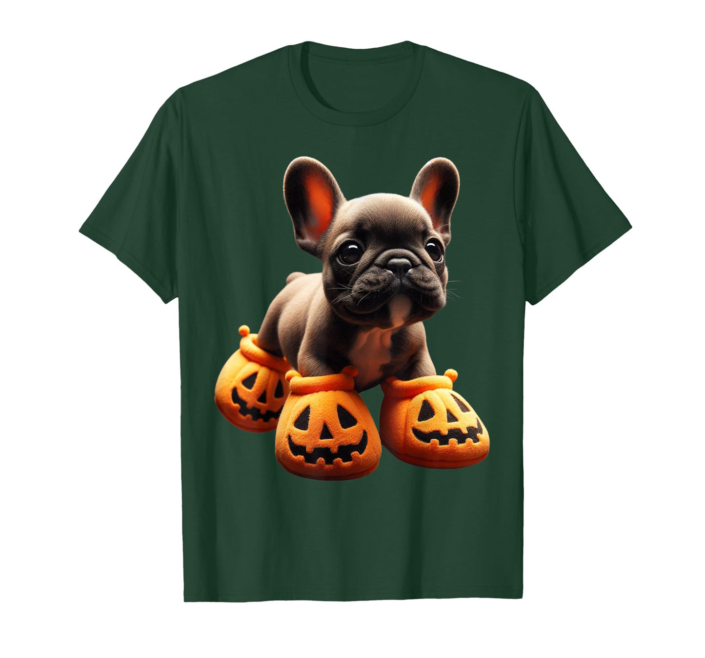 French Bulldog Pumpkin Slippers Men Women Kids Halloween T-Shirt