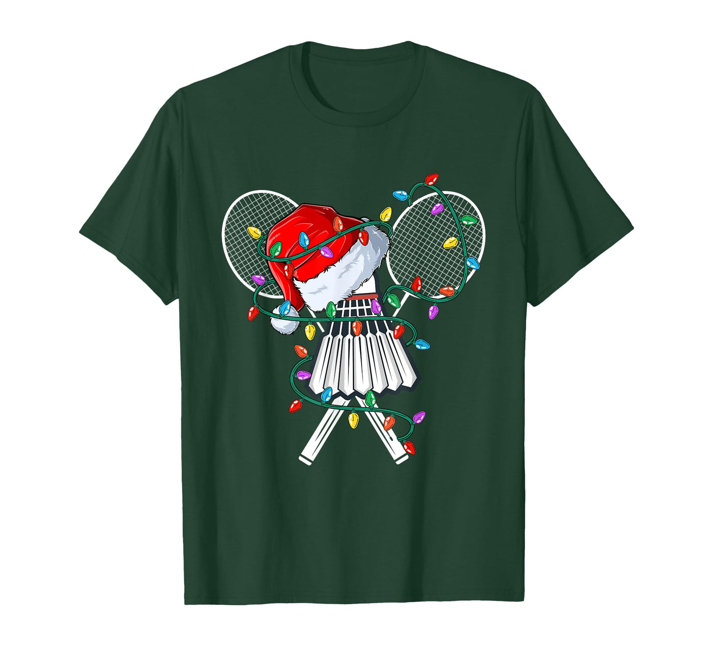Christmas Badminton Xmas Santa Sports Hat Mens Womens Kids T-Shirt