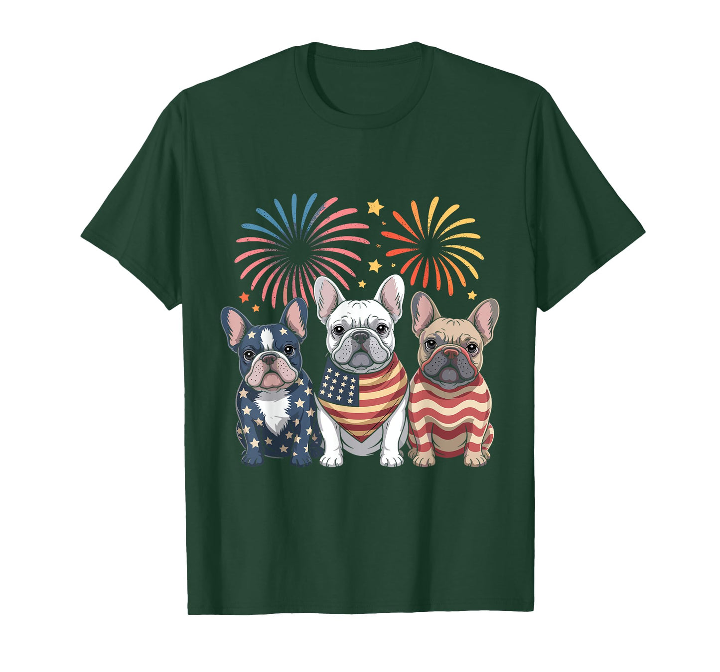 Frenchie Bulldog USA American Flag French Dog 4th of July T-Shirt for Men Women Kids