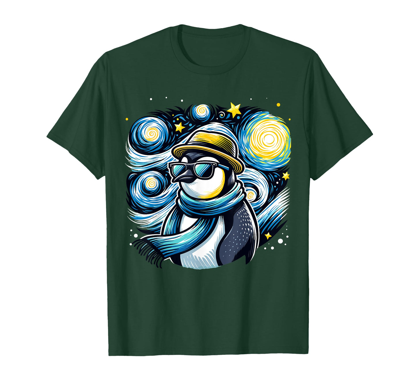 Cool Van Gogh Penguin Lover Starry Night Penguin T-Shirt