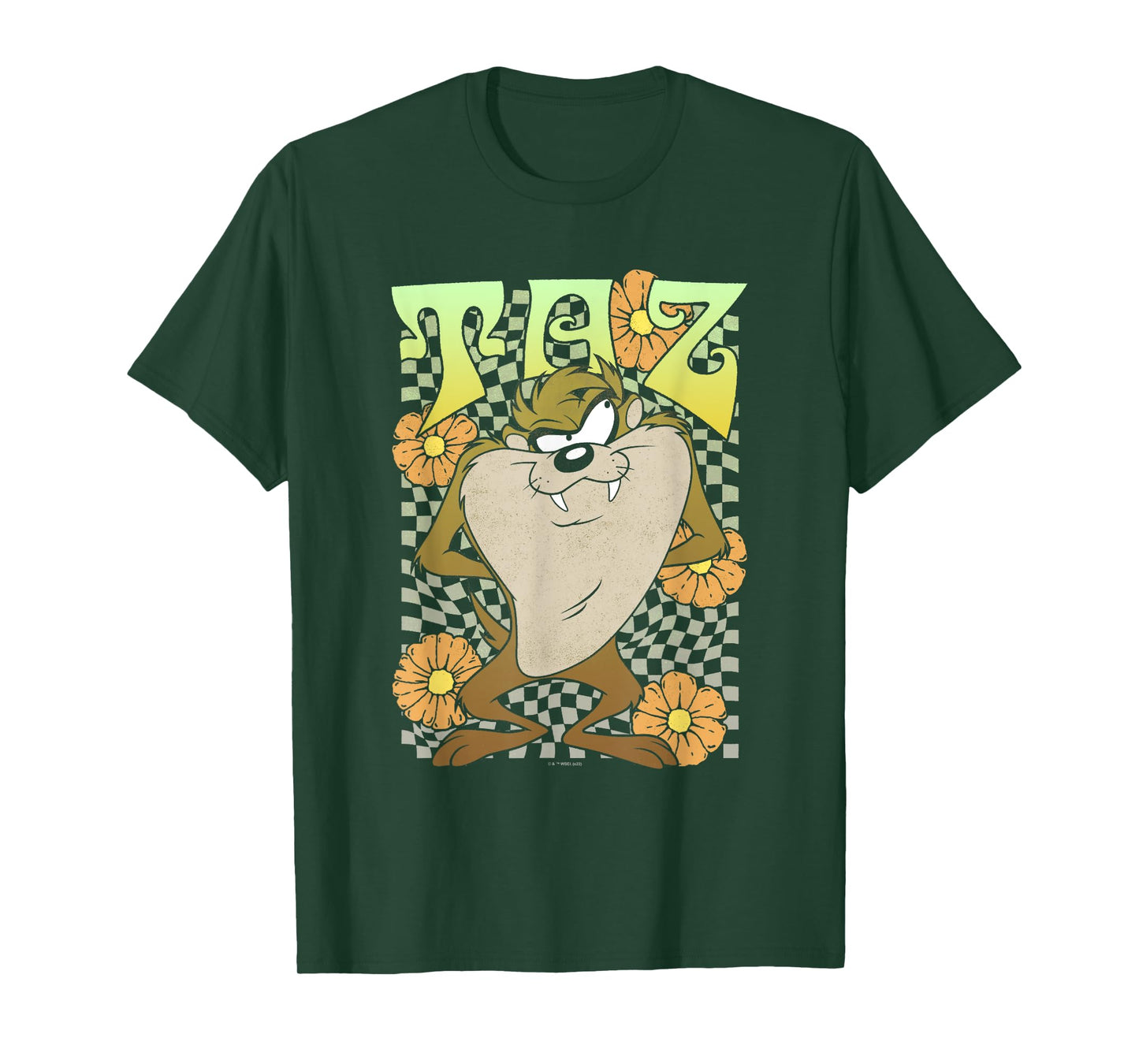 Looney Tunes Taz Groovy Retro Floral Portrait T-Shirt