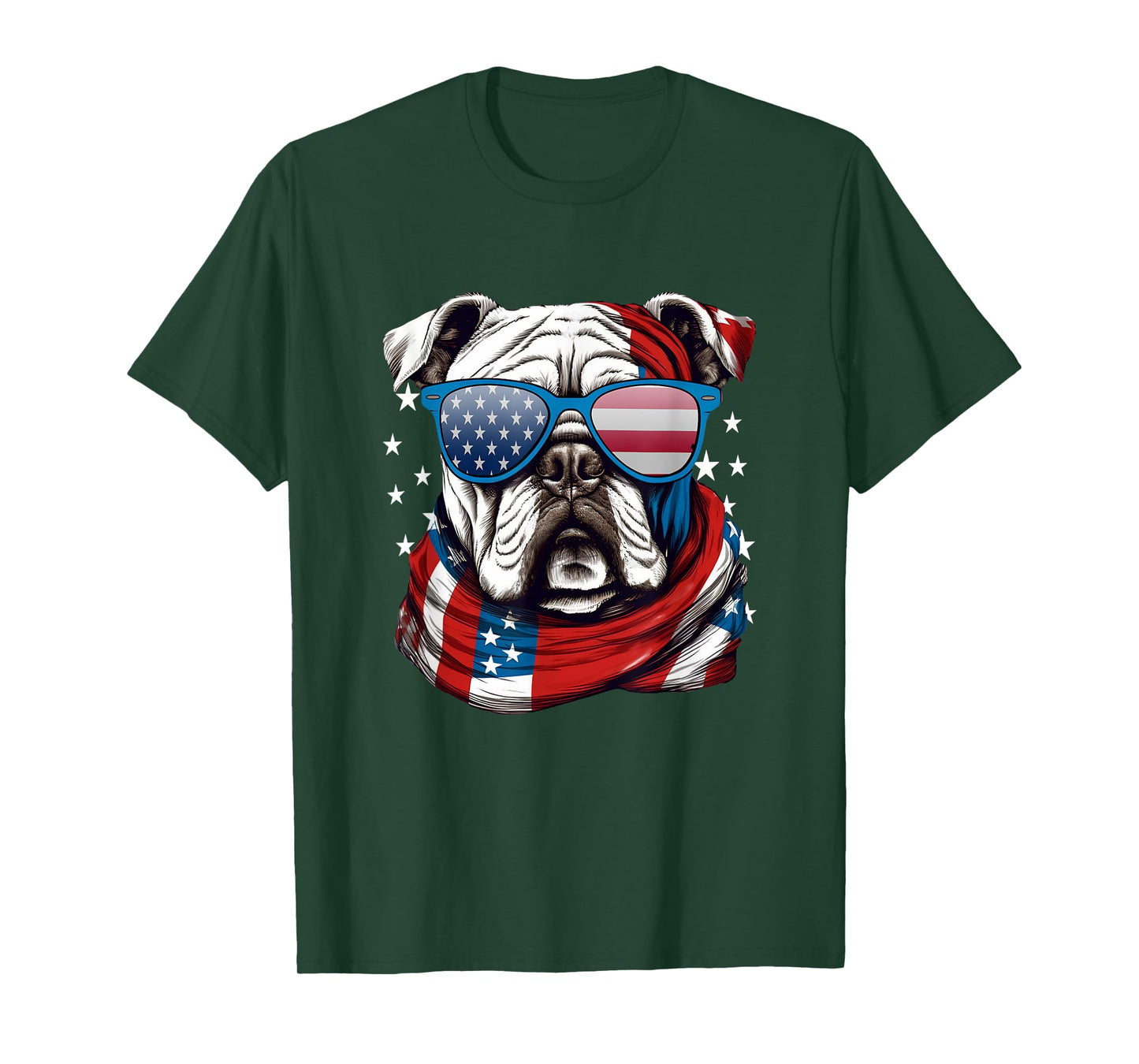 American Bulldog, USA Flag Independence 4th of July Day T-Shirt