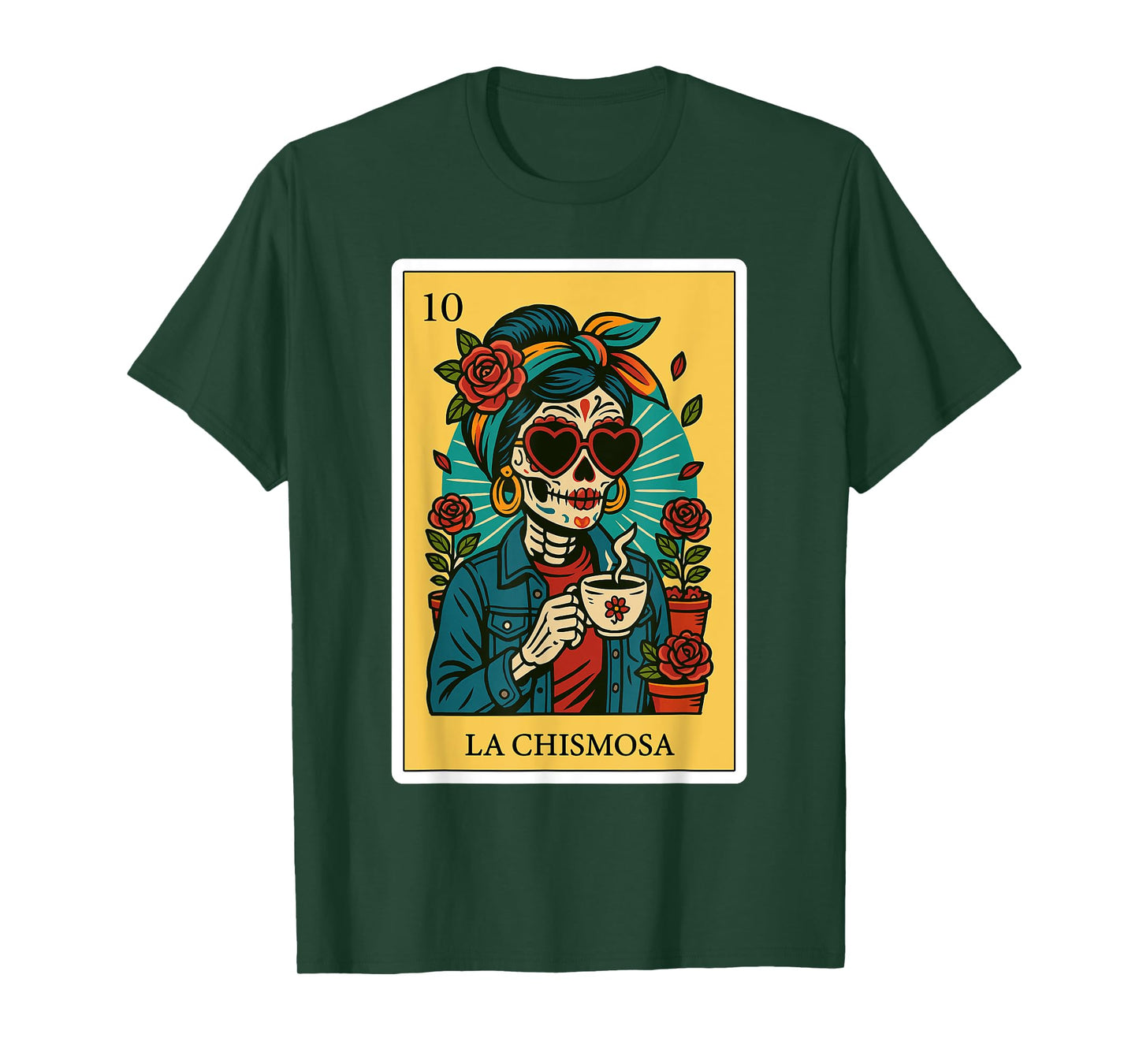 La Chismosa Spanish-Mexican Bingo Card Latinos Skeleton T-Shirt