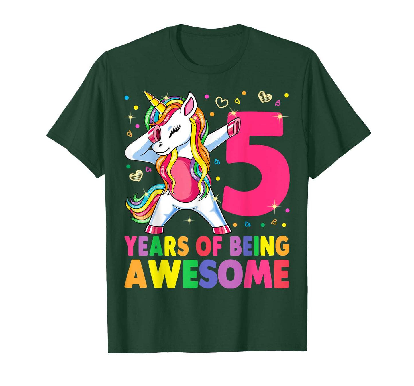 5 Years Old Unicorn Dabbing 5th Birthday Girl Unicorn Party T-Shirt