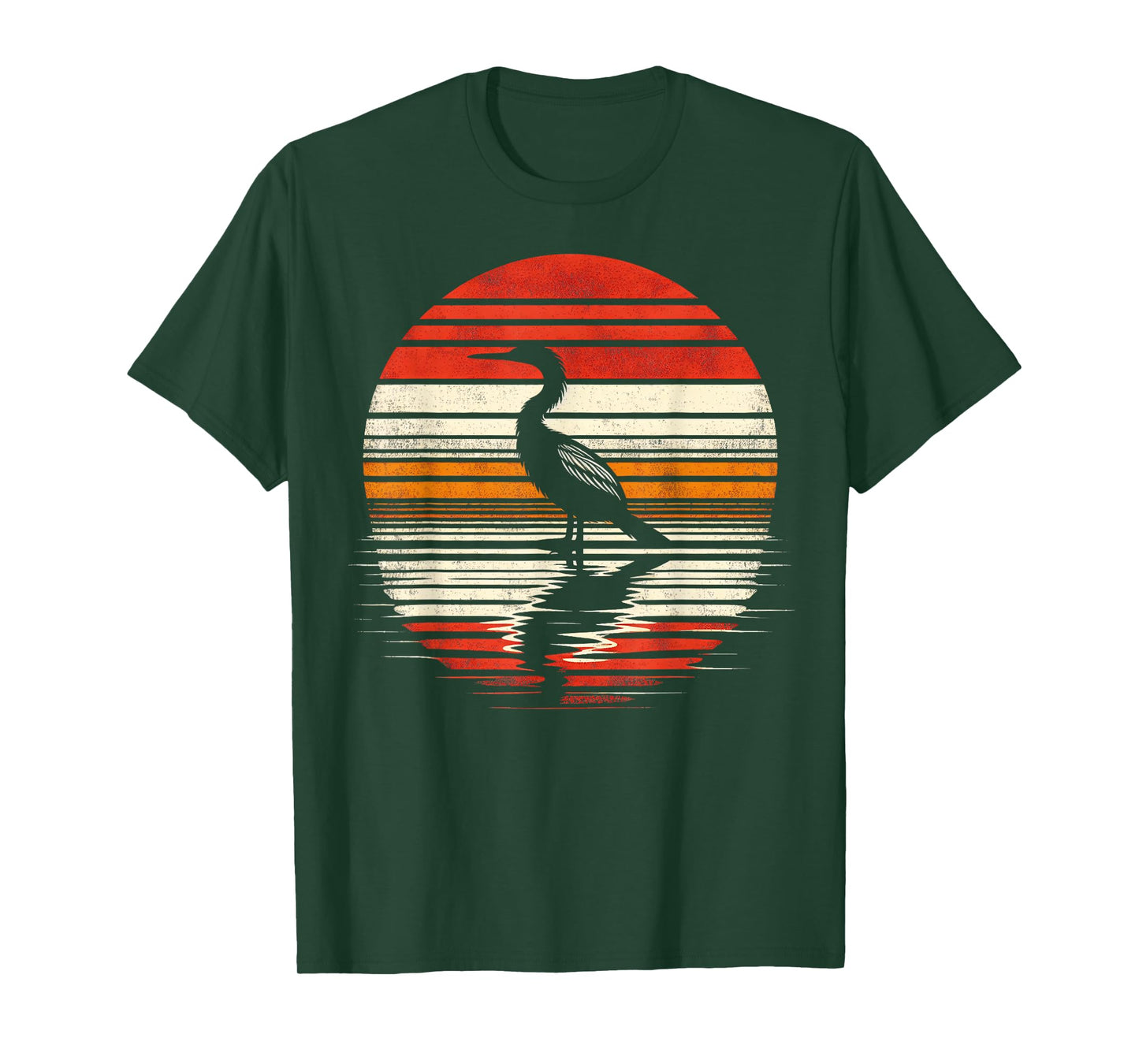 Anhinga Bird Sunset Retro Style Safari Vintage 70s T-Shirt