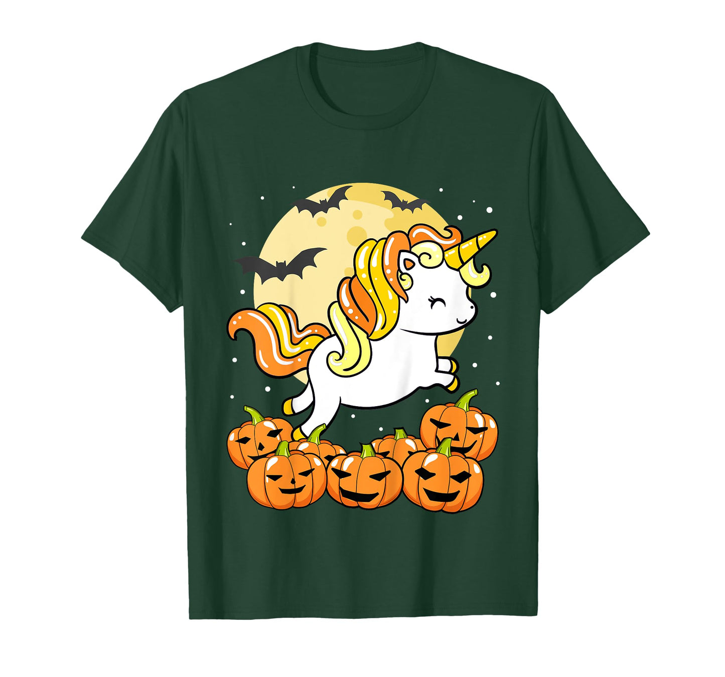 Kids Girls Unicorn Halloween Jack O Lantern Pumpkin Toddler T-Shirt