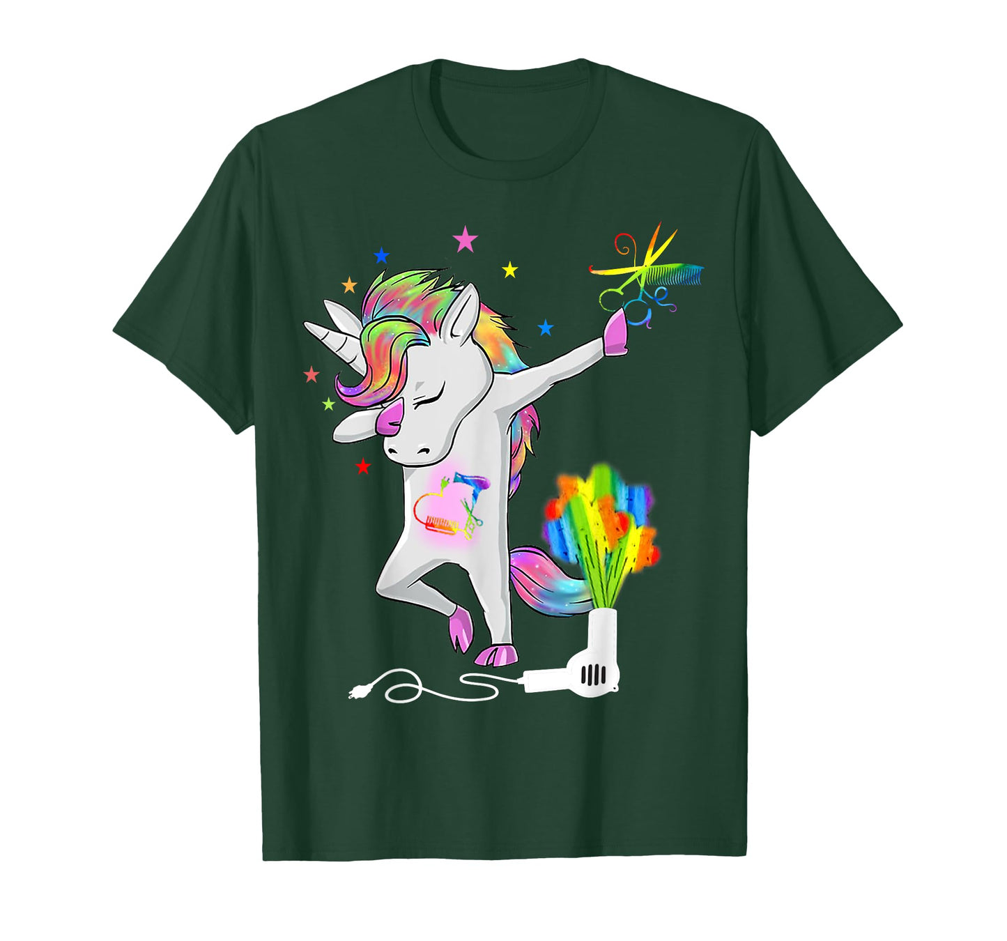 Funny HairStylist T Shirt Dabbing Unicorn Cosmetologist Tee T-Shirt