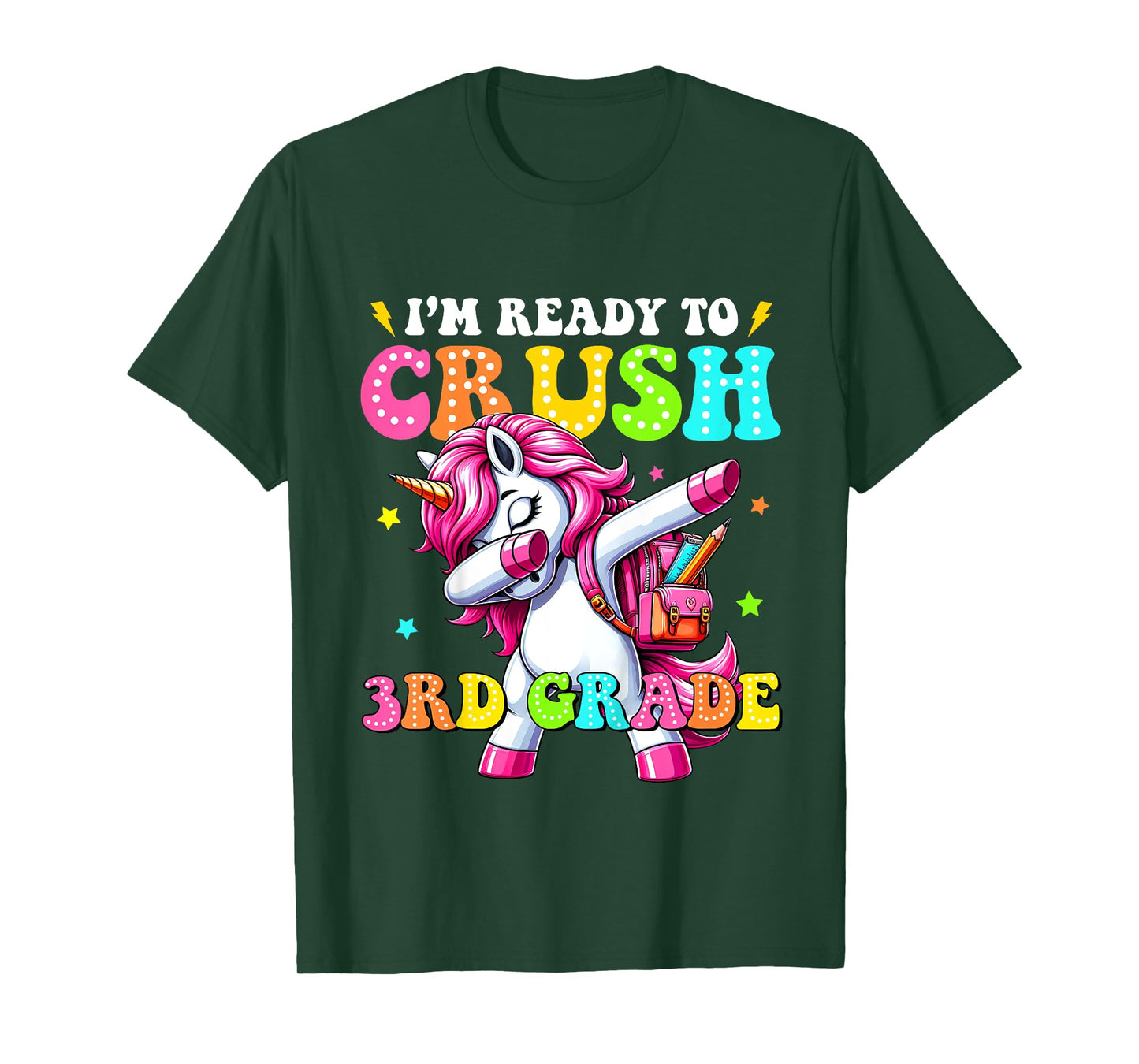 Kids Crush 3rd Grade Dabbing Unicorn Back to School Girls Kids T-Shirt
