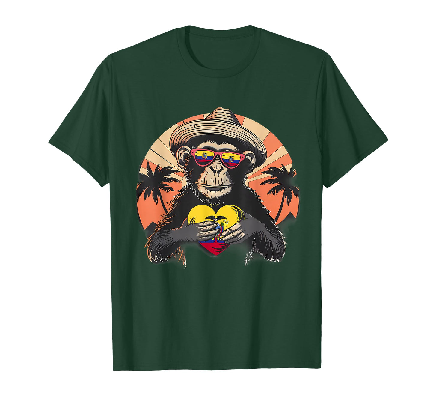 Ecuador Monkey Sunset Ecuadorian Pride Ecuadorian Flag T-Shirt