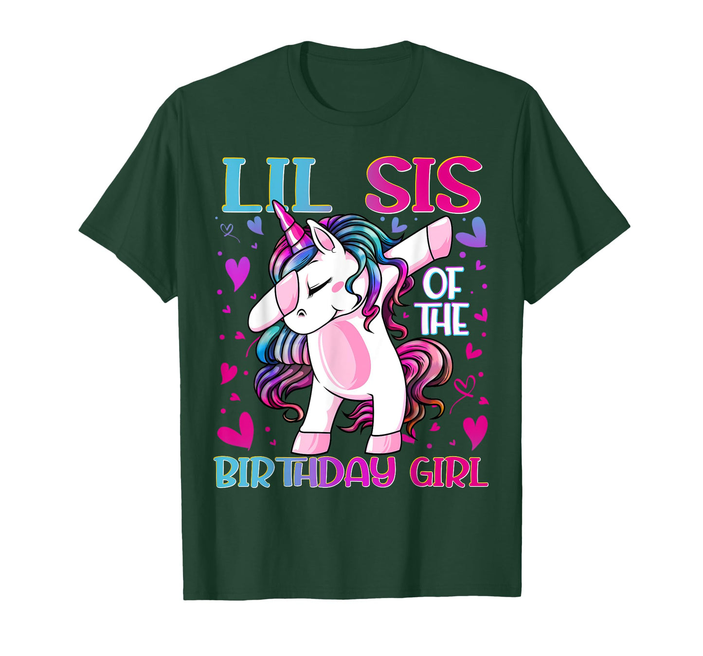 Lil Sis of the Birthday Girl Dabbing Unicorn Little Sister T-Shirt
