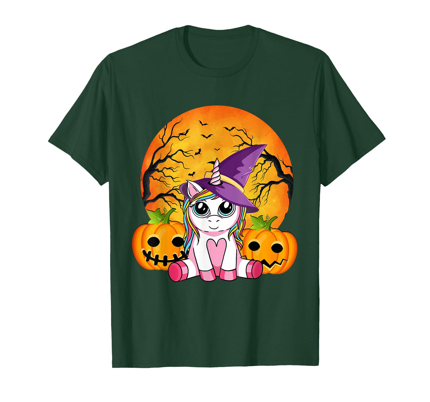 Cute Halloween Shirt Girls Women Witchy Unicorn Halloween T-Shirt