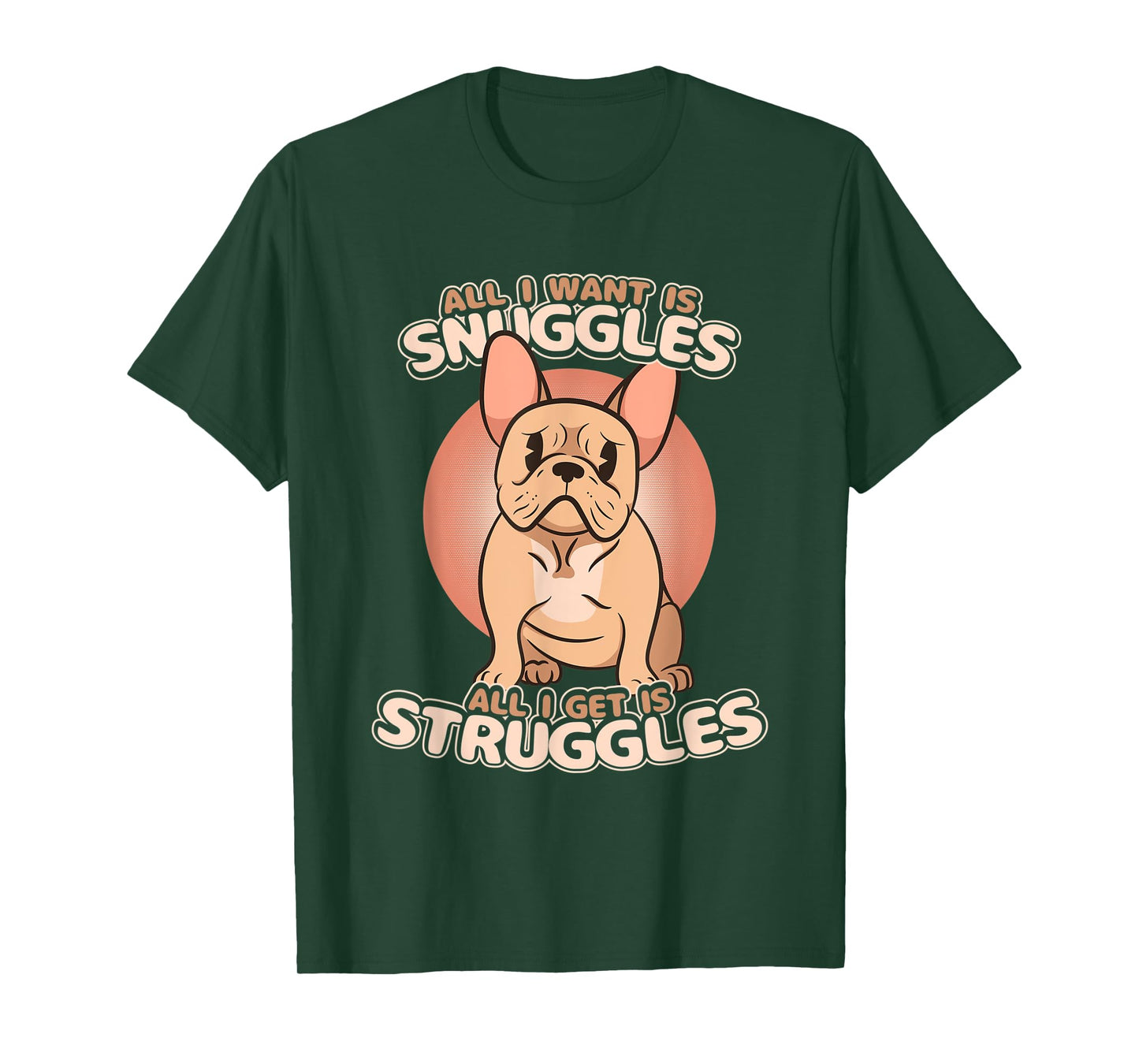 Kawaii Frenchie Funny Existential Dread Snuggles & Struggles T-Shirt
