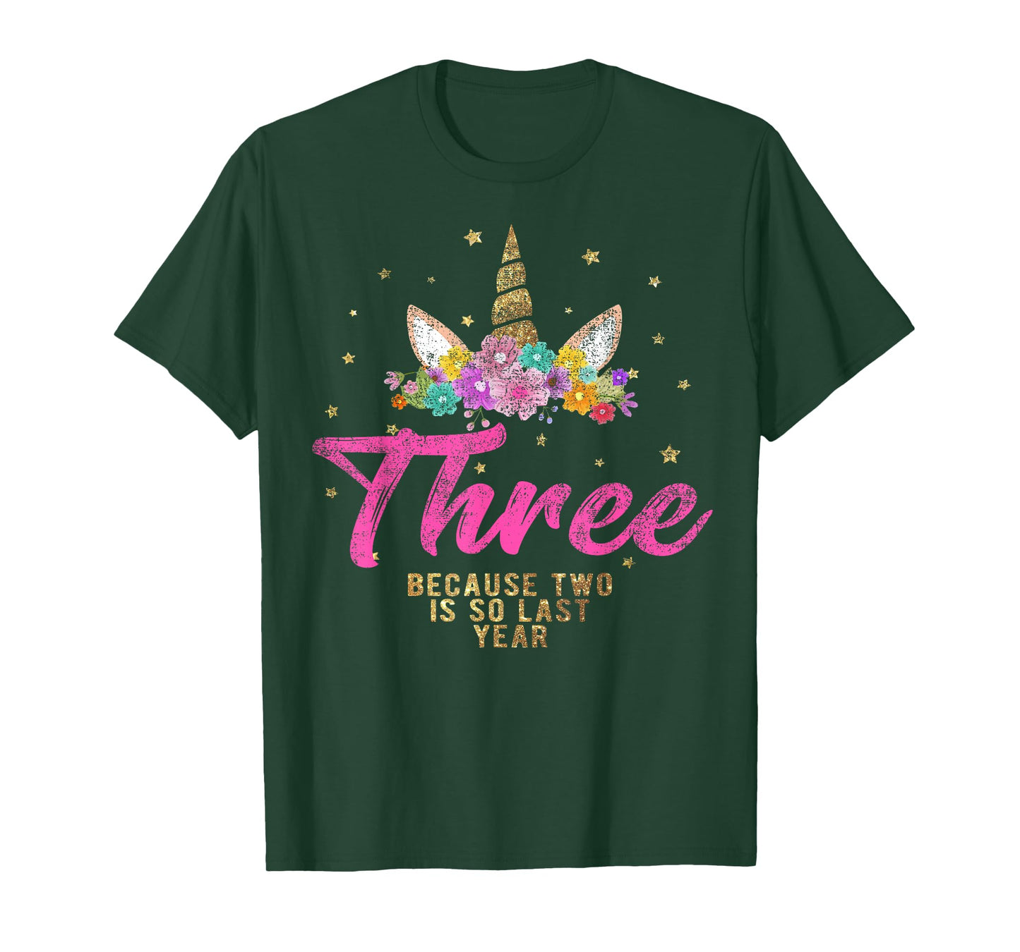 Unicorn Birthday Shirt for 3 Year Old Girl Gift 3 T-Shirt