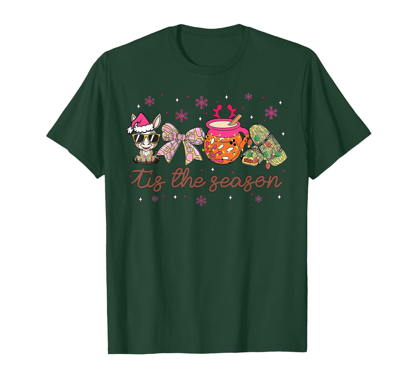 Tis The Season Tamales Mexican Coquette Bow Cafe De Olla T-Shirt