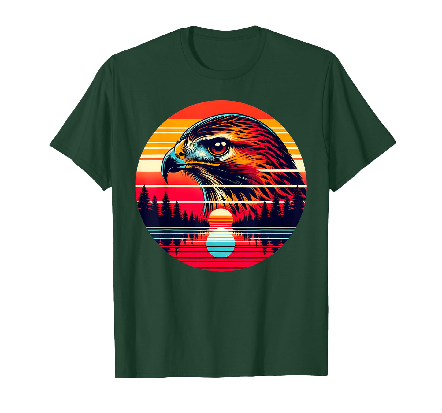 Red-tailed Hawk Bird Sunset Retro Style Safari Vintage 70s T-Shirt