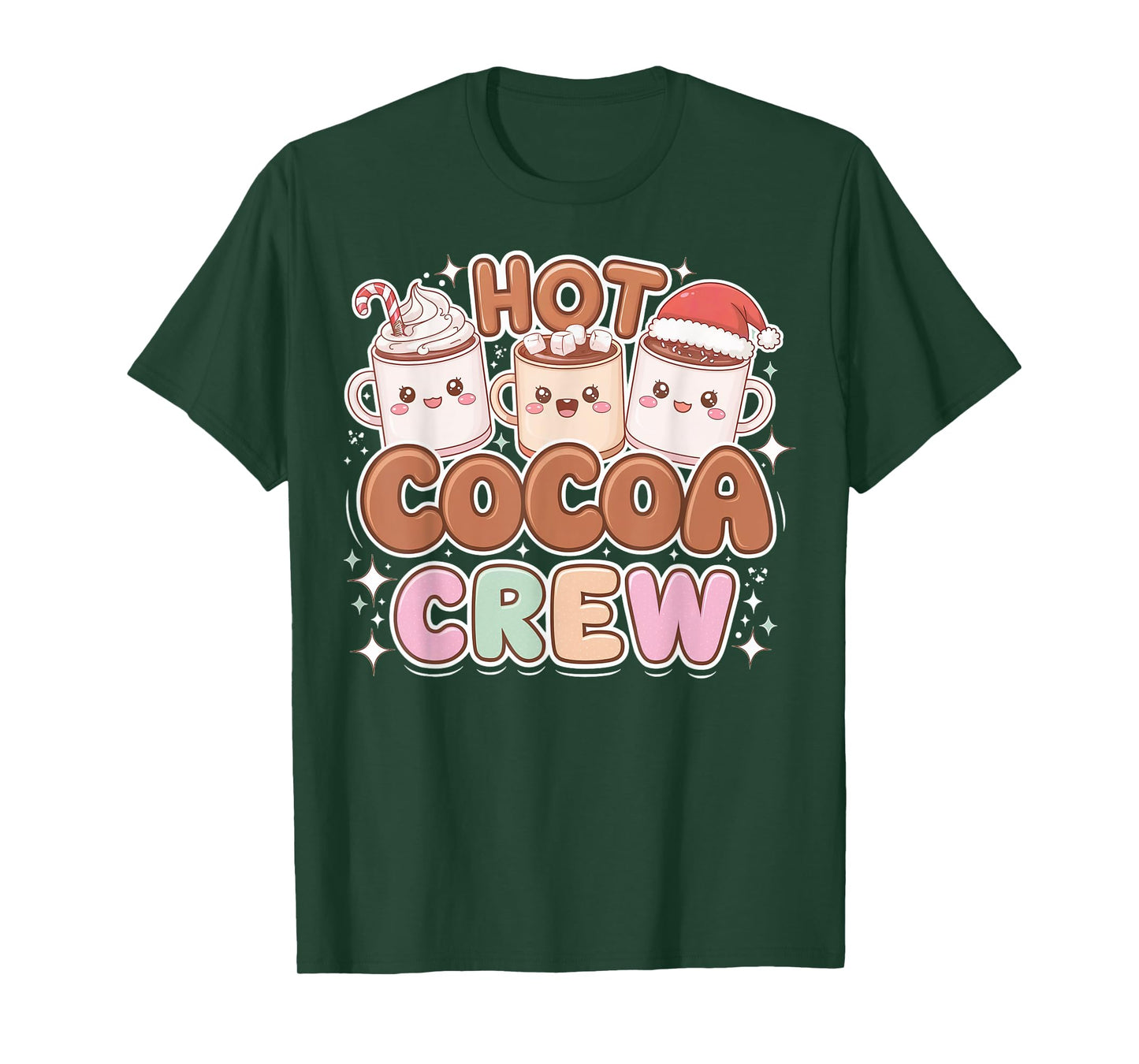 Funny Christmas Hot Cocoa and Marshmallow Crew T-Shirt