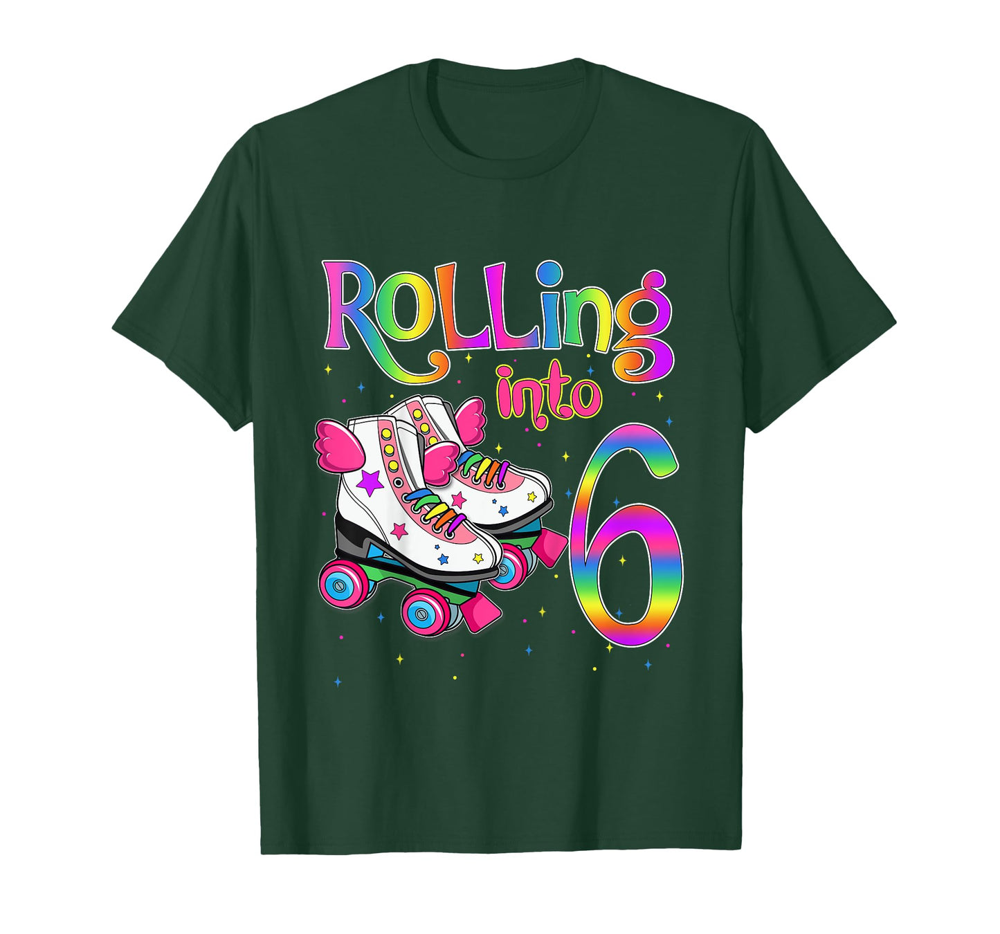 Rolling Into 6 years Let's Roll I'm Turning 6 Roller Skate T-Shirt