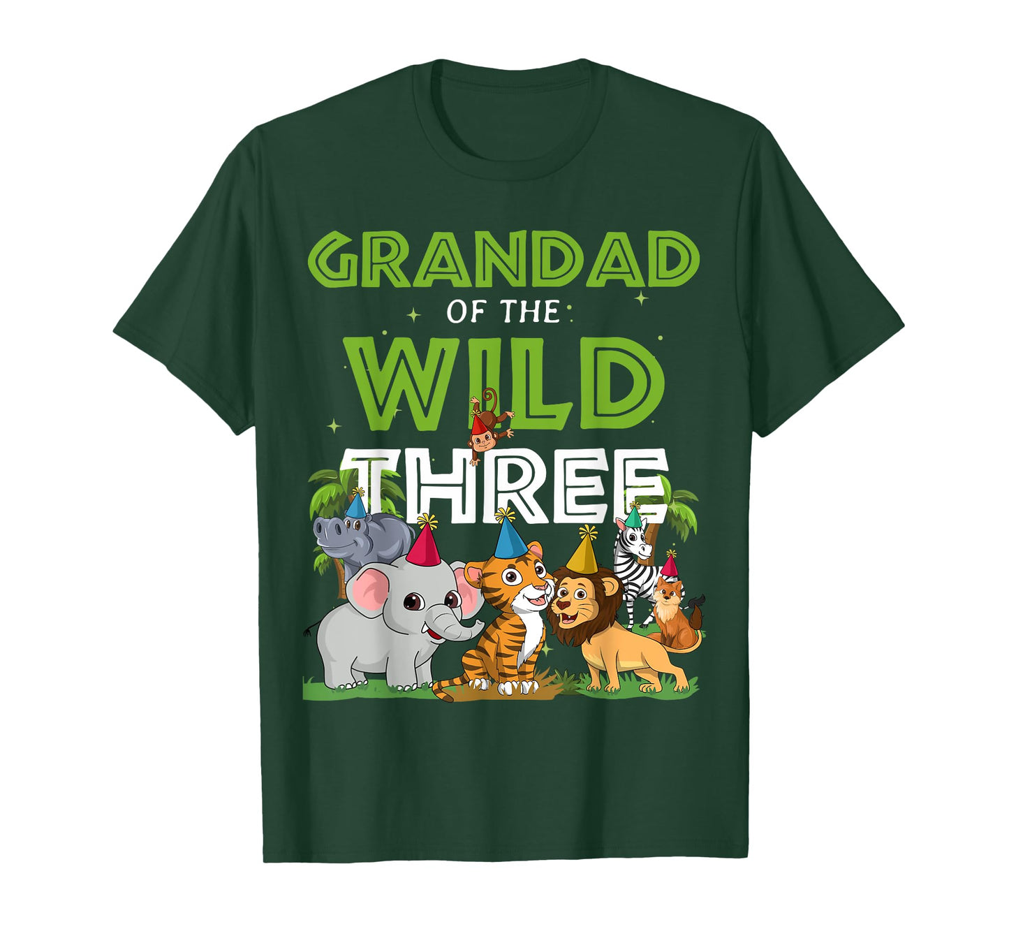 Grandad of the Wild Three Zoo Birthday Safari Jungle Animal T-Shirt