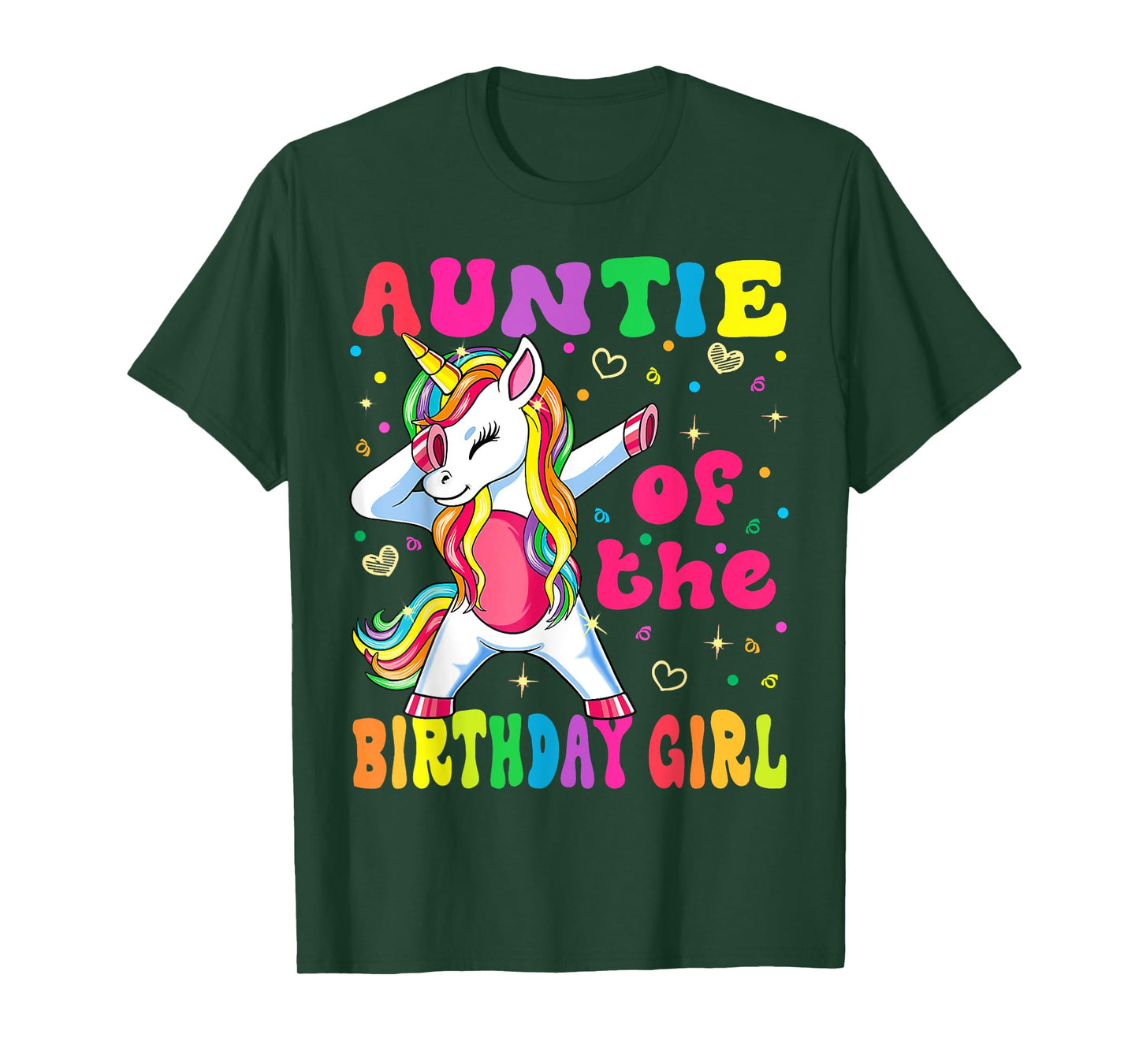 Auntie of the Birthday Princess Girl Dabbing Unicorn T-Shirt