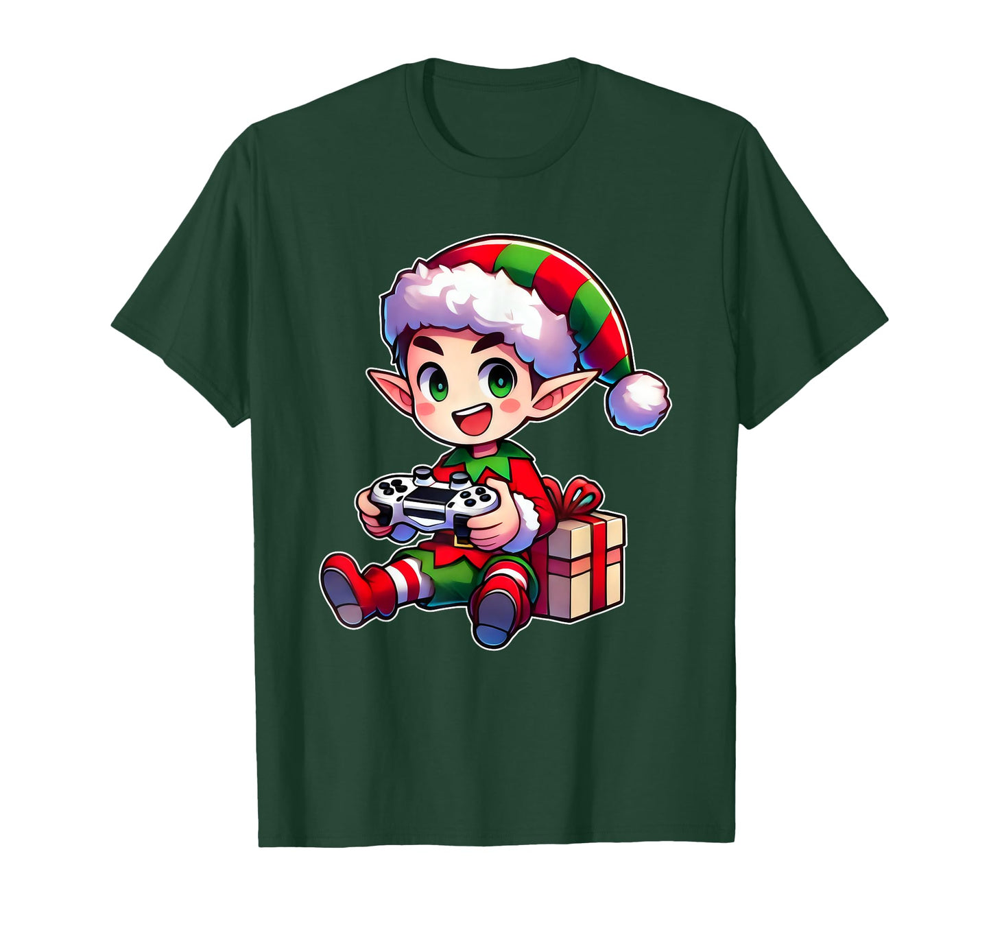 Gamer Elf Christmas Gaming Xmas Kids Boys T-Shirt