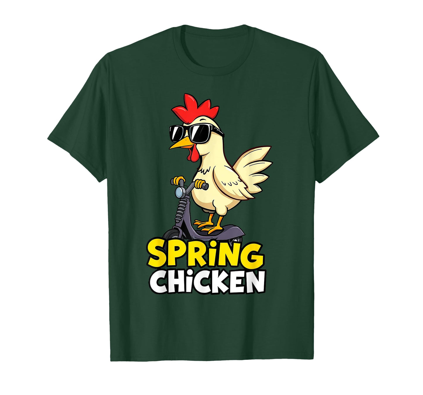 Spring Chicken Chicken On Pogo Stick Funny Chicken T-Shirt