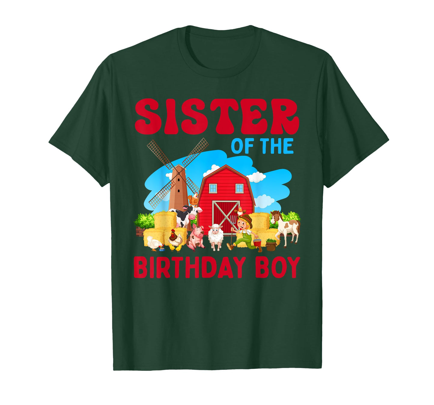 Sister Of The Birthday Boy Farm Farmer Theme T-Shirt