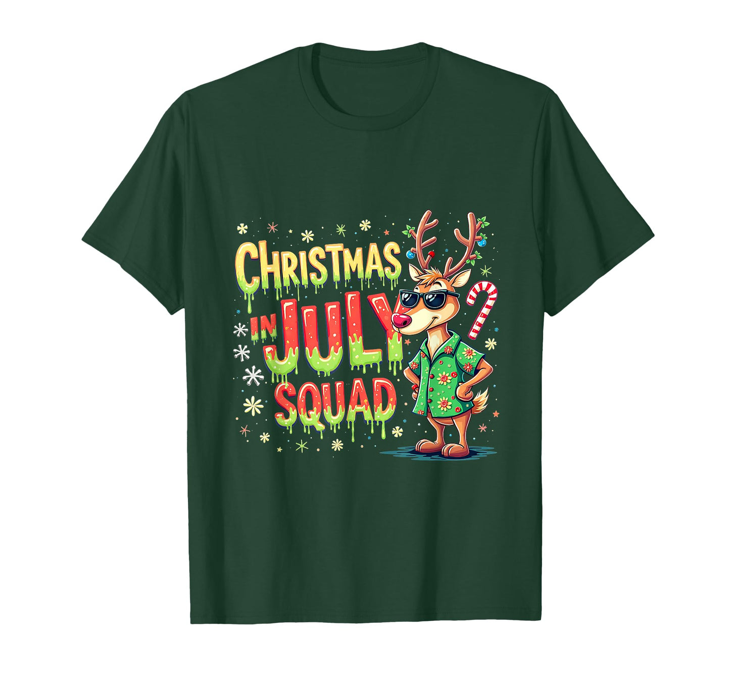 Funny Santa Reindeers Christmas In July Squad Summer T-Shirt