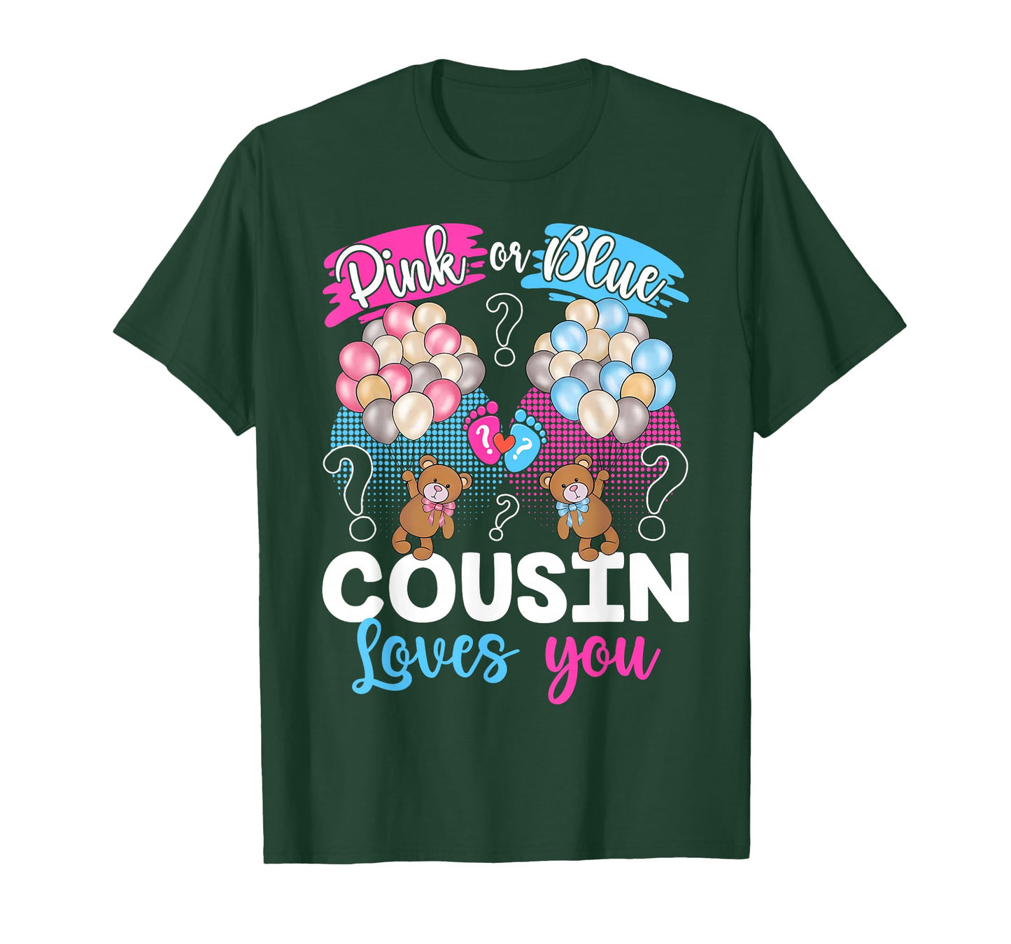 Bears Pink Or Blue Cousin Loves You Gender Reveal T-Shirt
