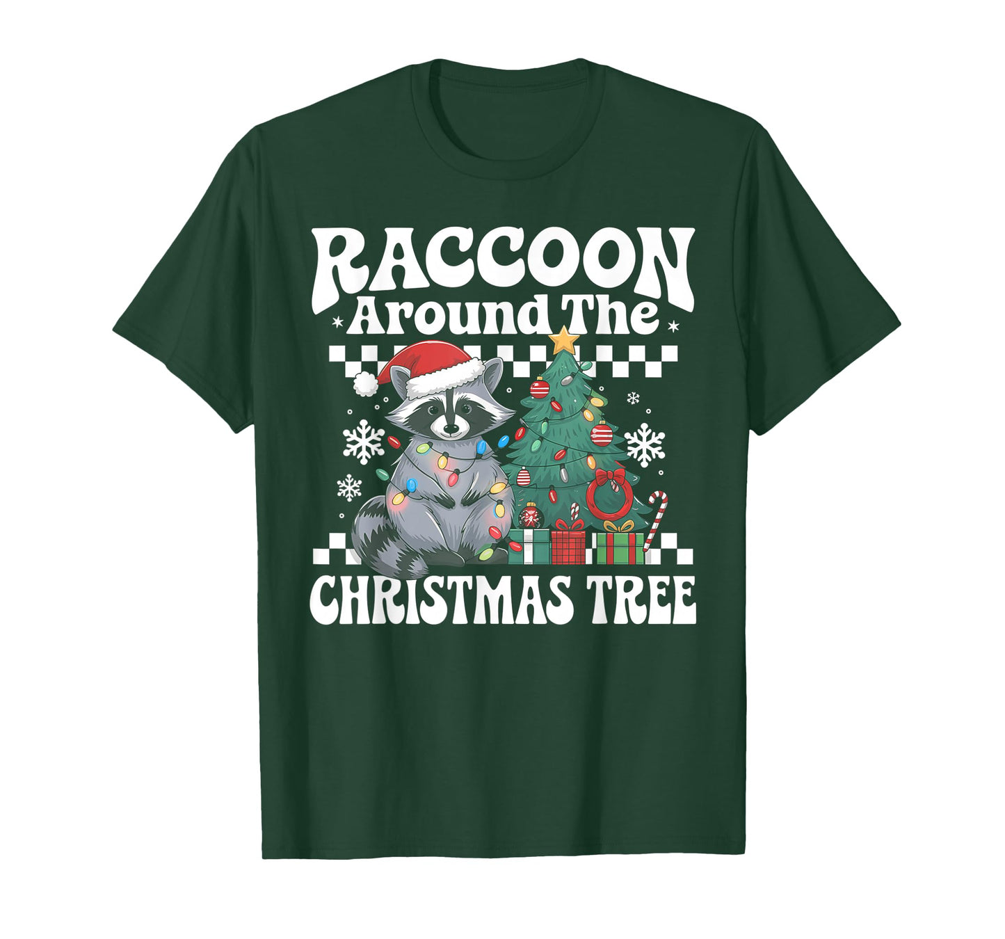 Raccoon Lovers Christmas Tees Unisex Raccoon Around The Christmas Tree Raccoon Lover Xmas Holiday T-Shirt