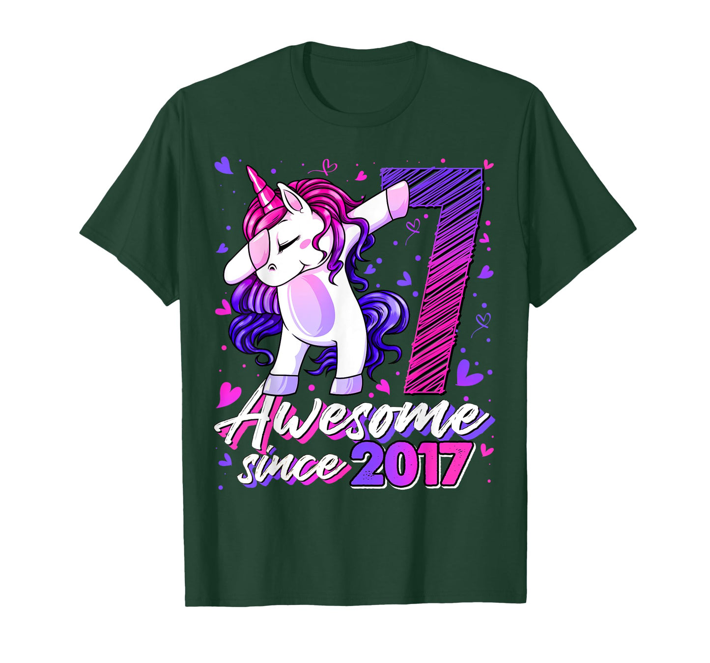 7 Years Old Flossing Unicorn Gifts 7th Birthday Girl Party T-Shirt