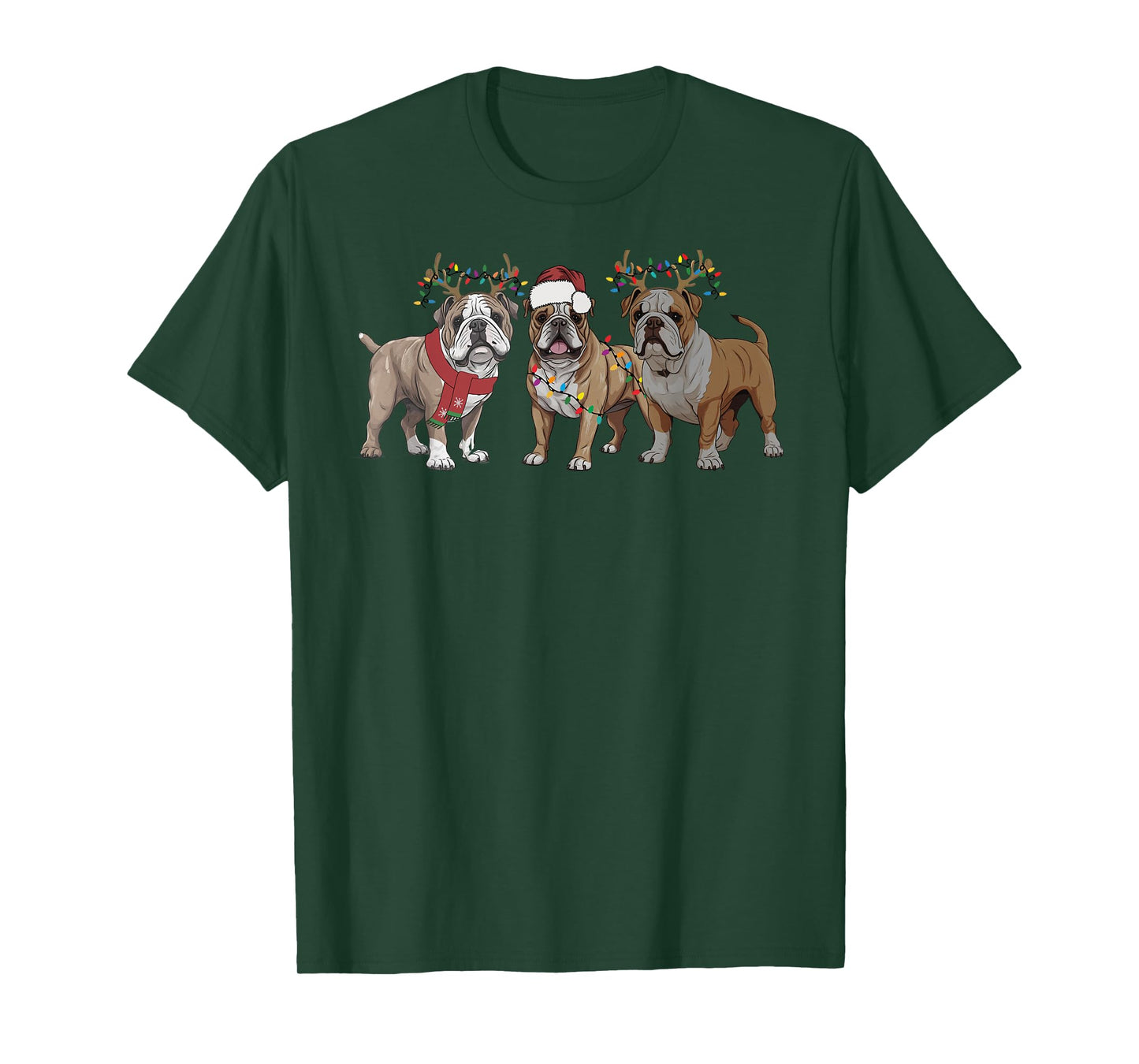 English Bulldog Christmas New Year Dog Mom Dad Kids Family T-Shirt