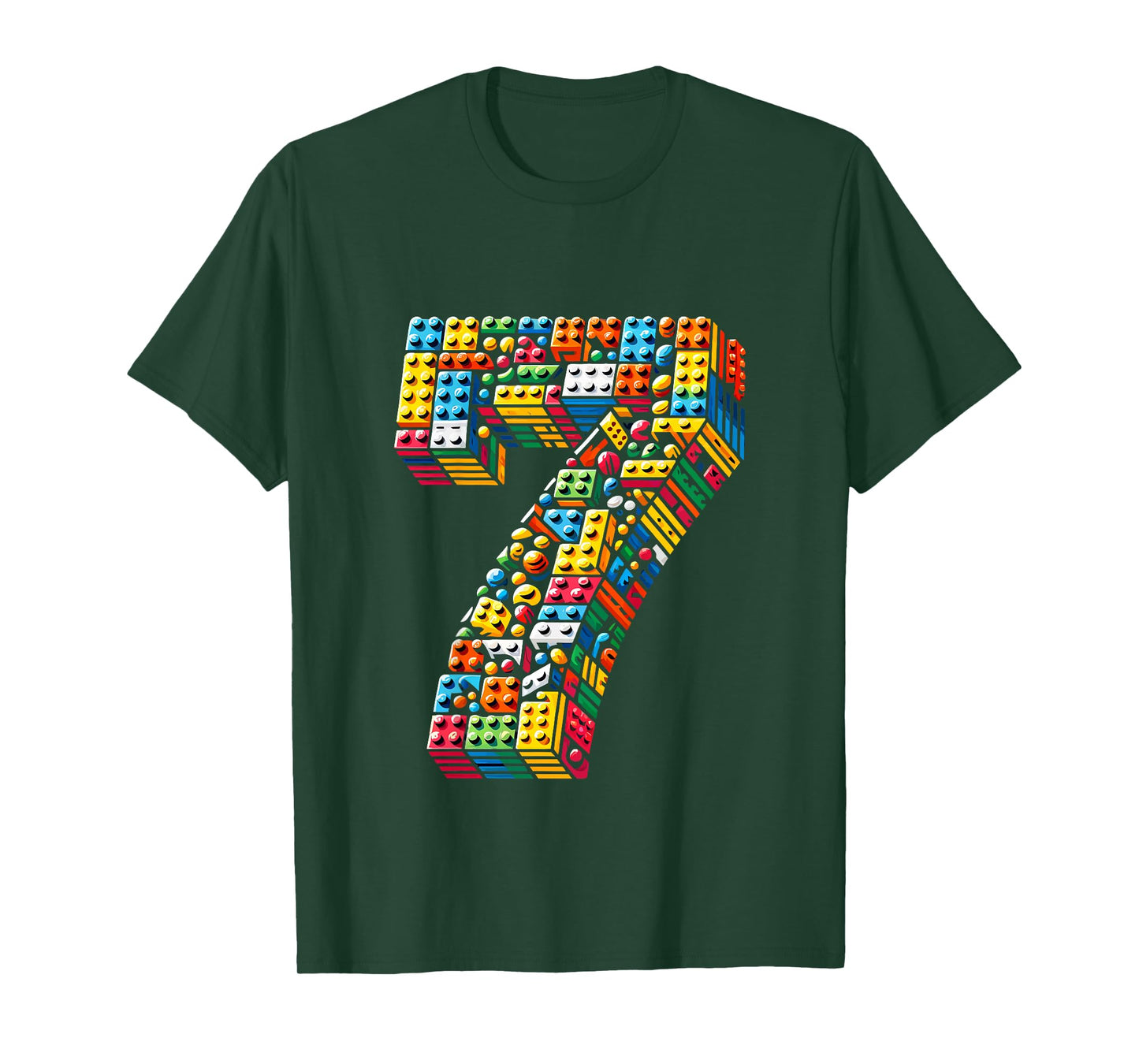 Kids 7 Year Old Blocks Building Master Builder 7th Birthday Boy T-Shirt