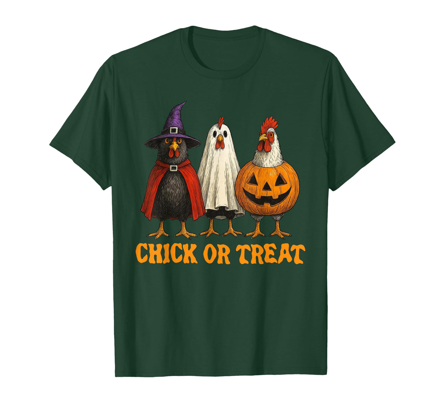 Spooky Chicken Crew Chick Or Treat Funny Halloween Costume T-Shirt
